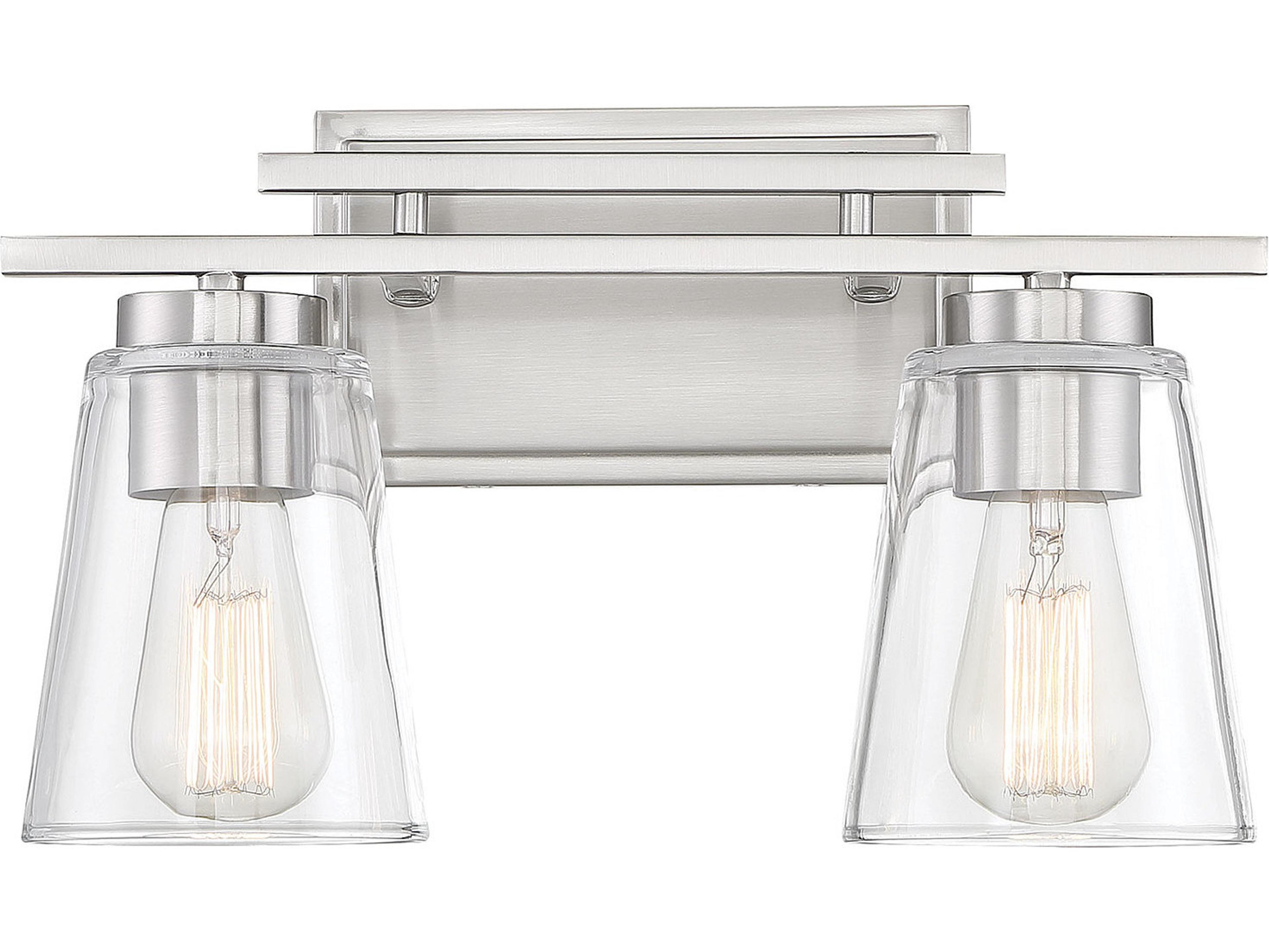 Calhoun 2-Light Satin Nickel Glass Vanity Light