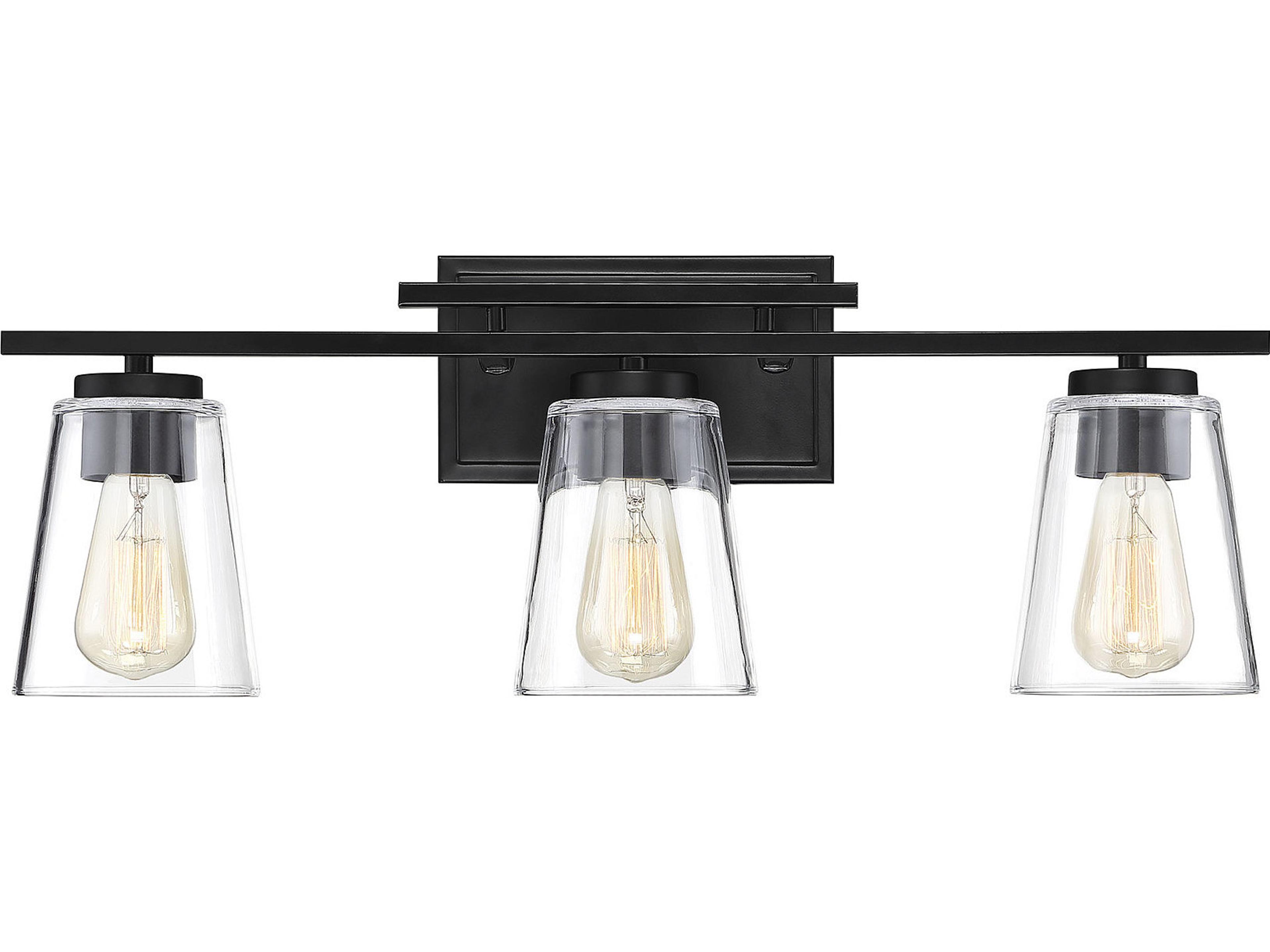 Calhoun 3-Light Black Glass Vanity Light