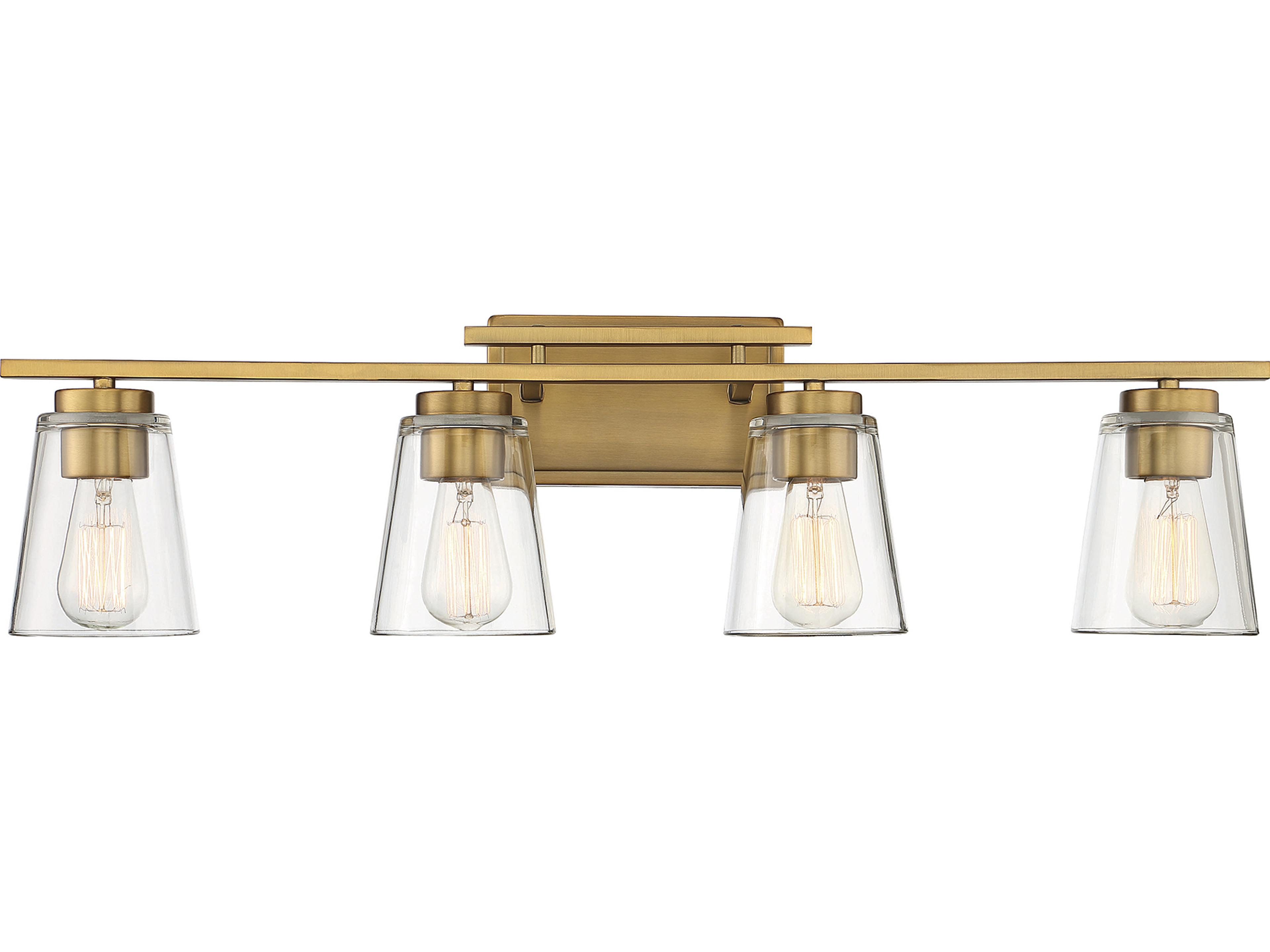 Calhoun 4-Light Warm Brass Glass Vanity Light