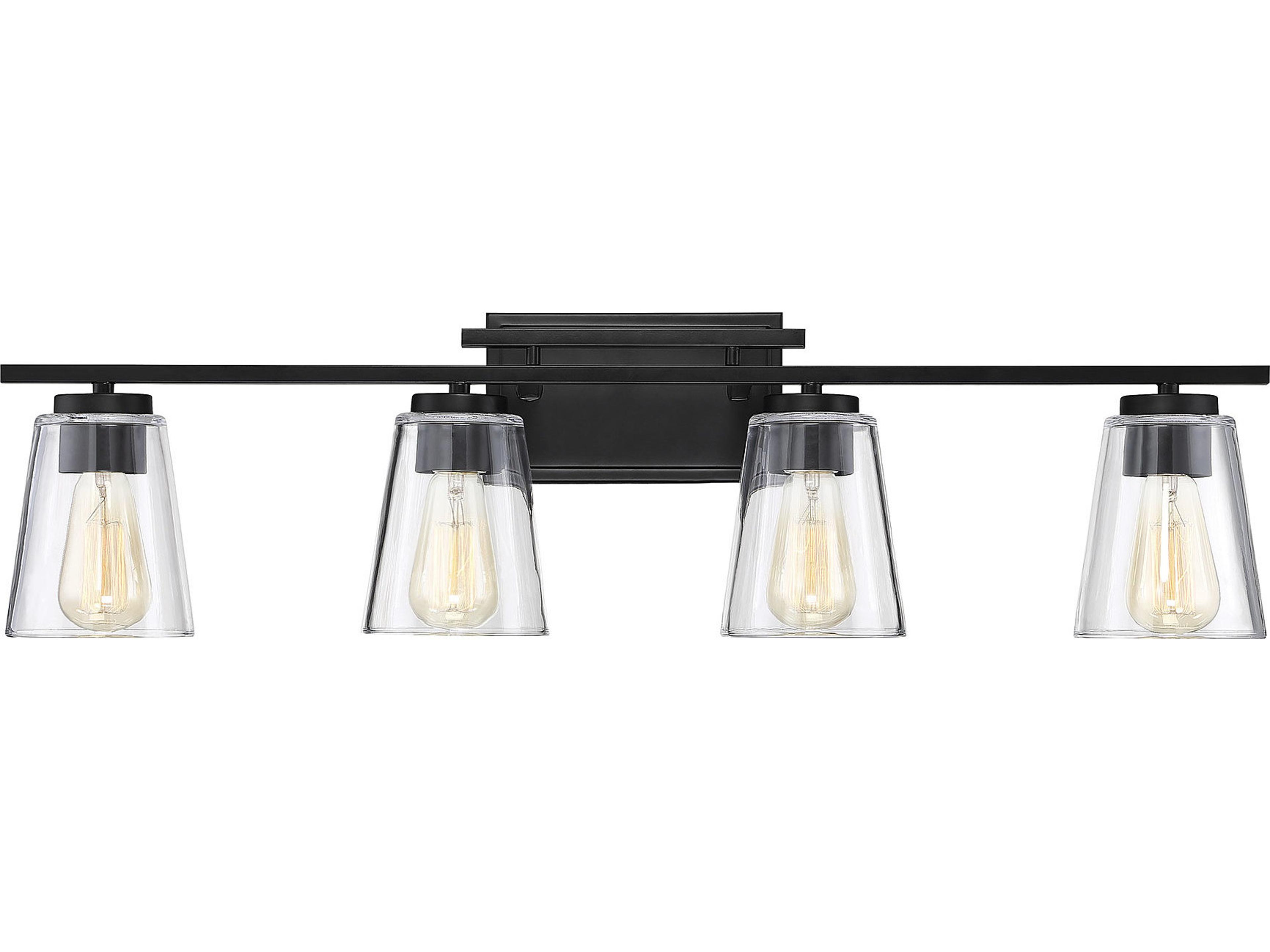 Calhoun 4-Light Black Glass Vanity Light