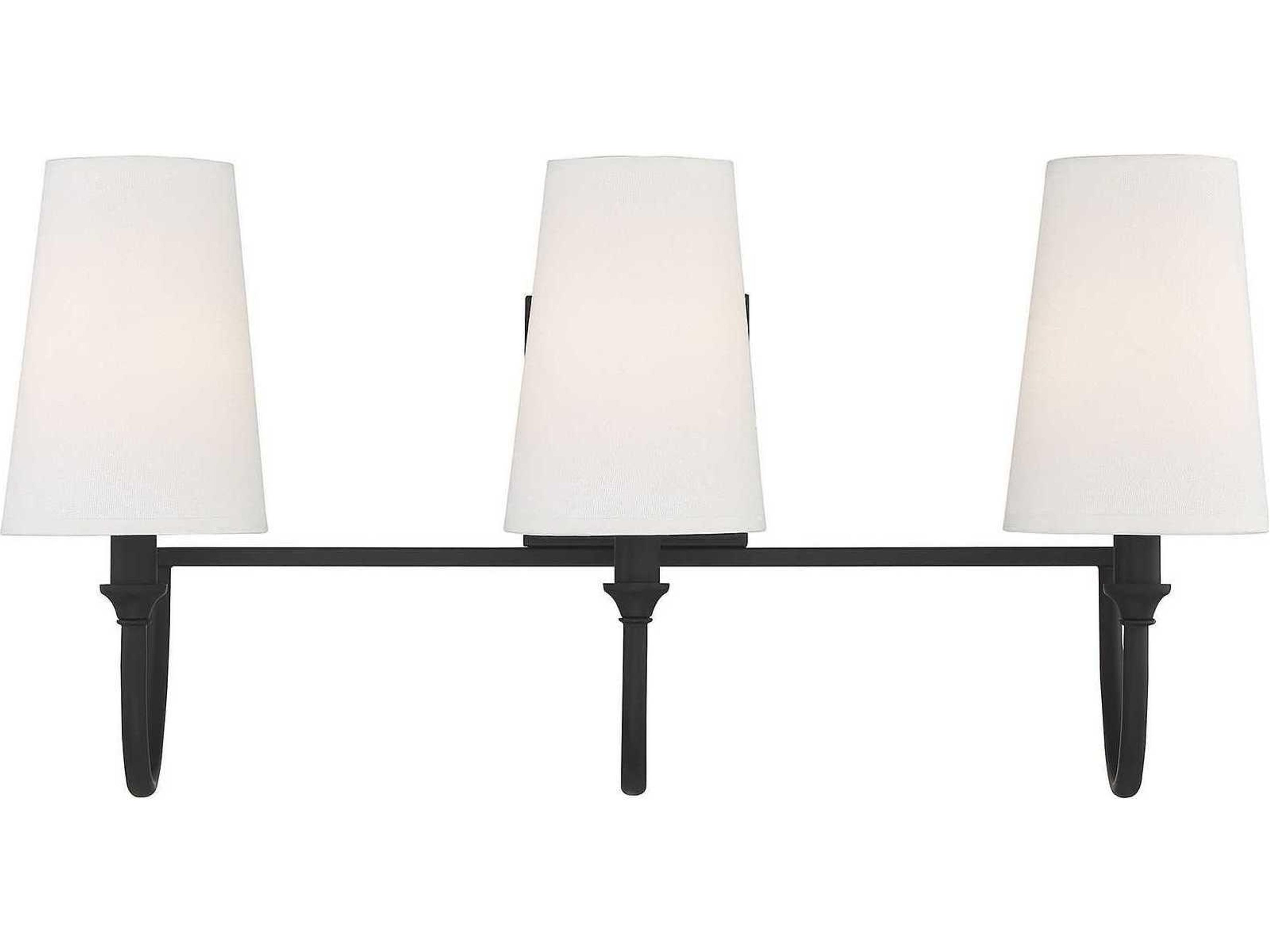 Cameron 3-Light Matte Black Vanity Light