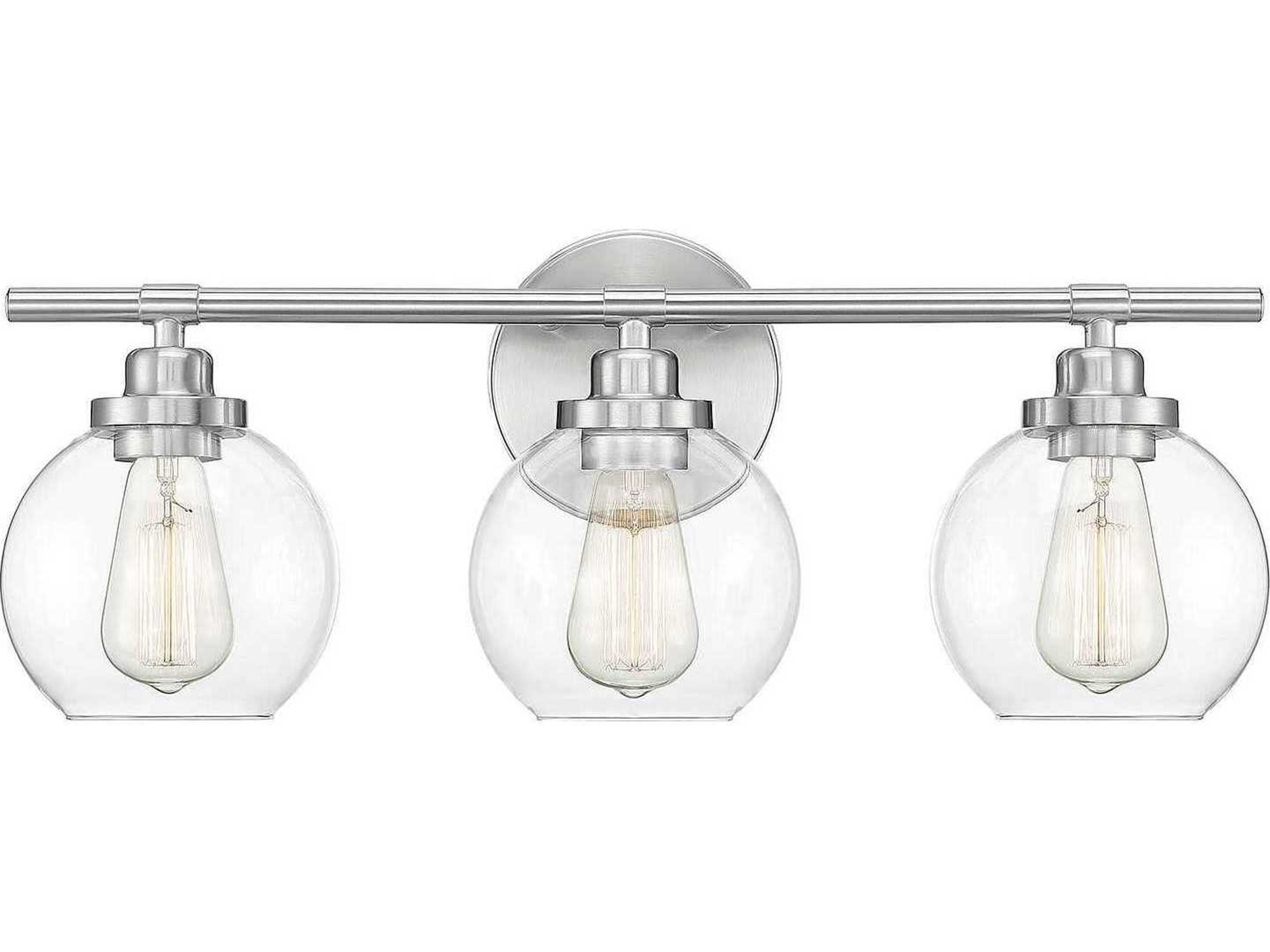 Carson 3-Light Satin Nickel Glass Vanity Light