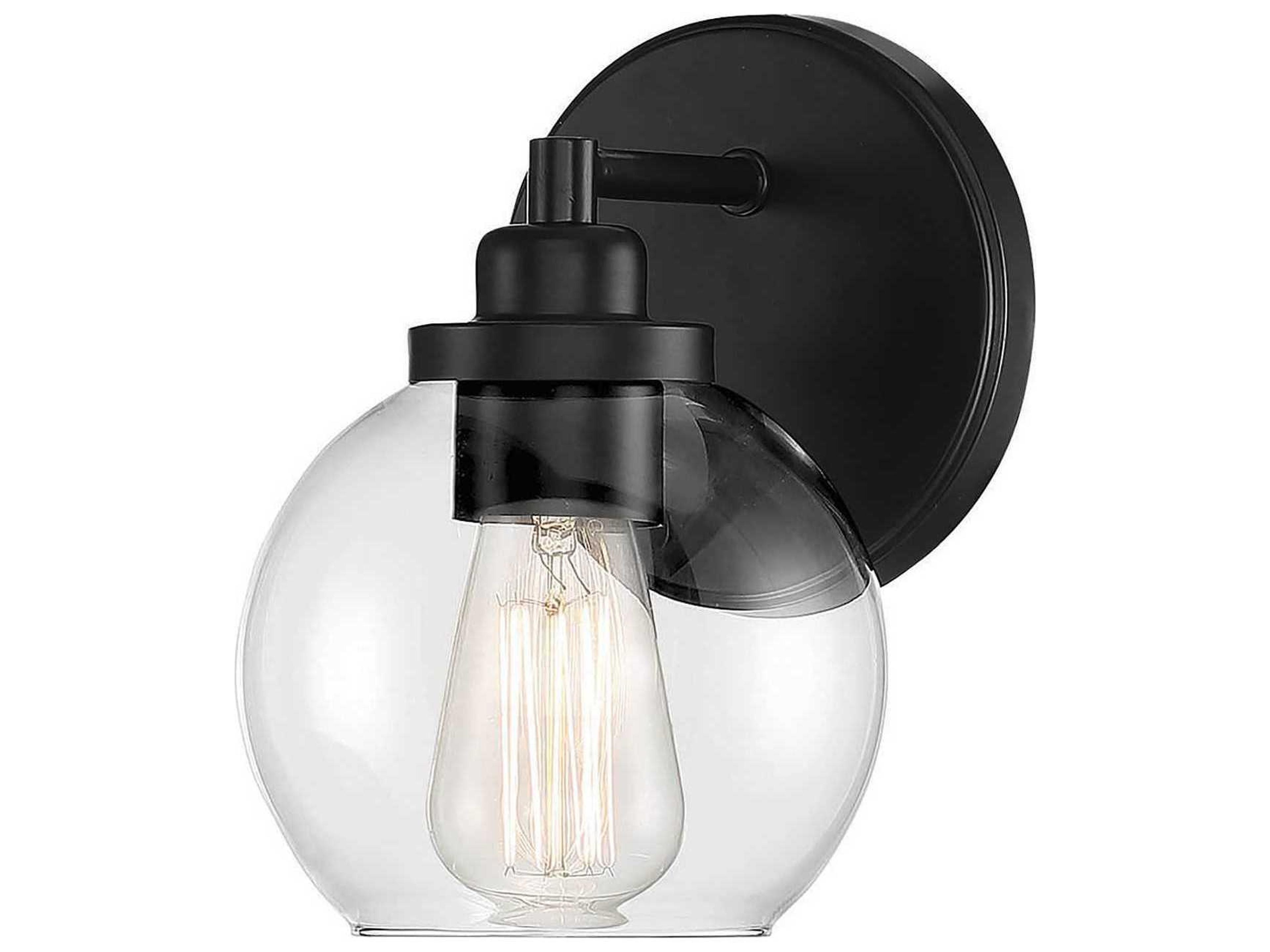 Carson 1-Light Matte Black Glass Wall Sconce