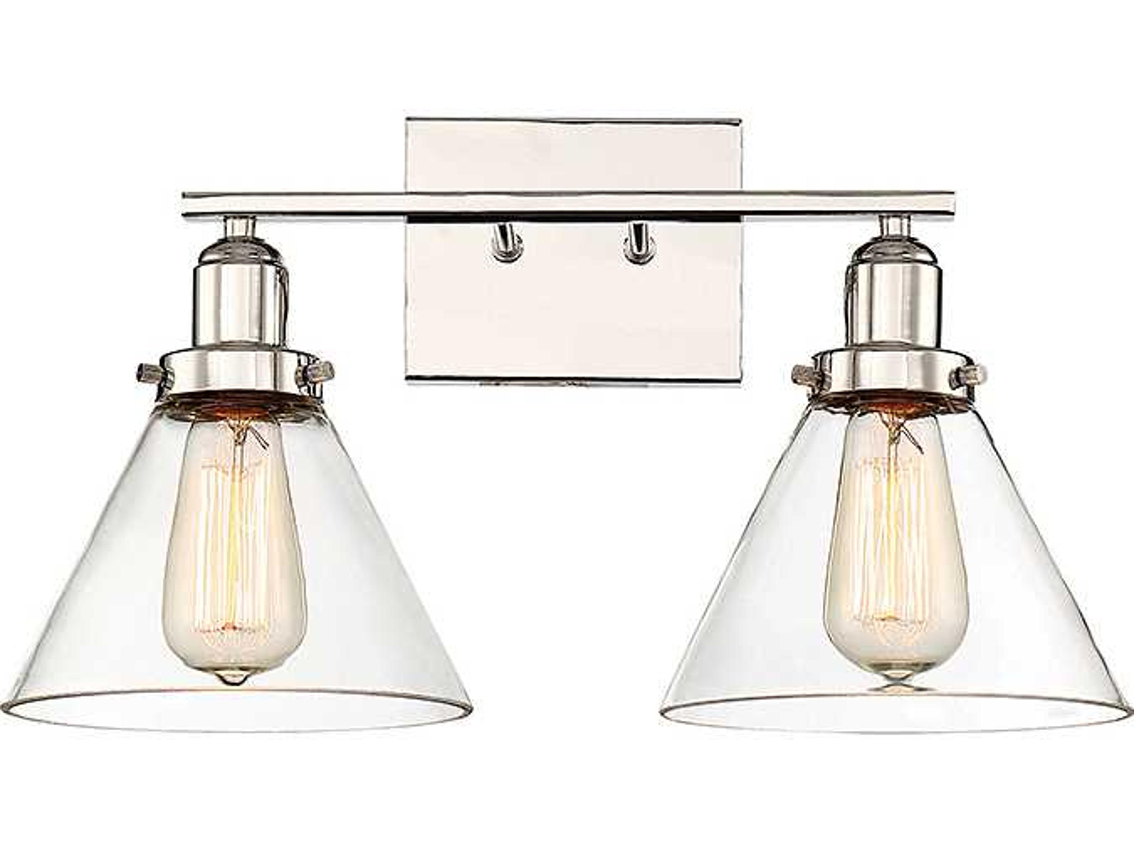 Drake 2-Light Polished Nickel Glass Vanity Light