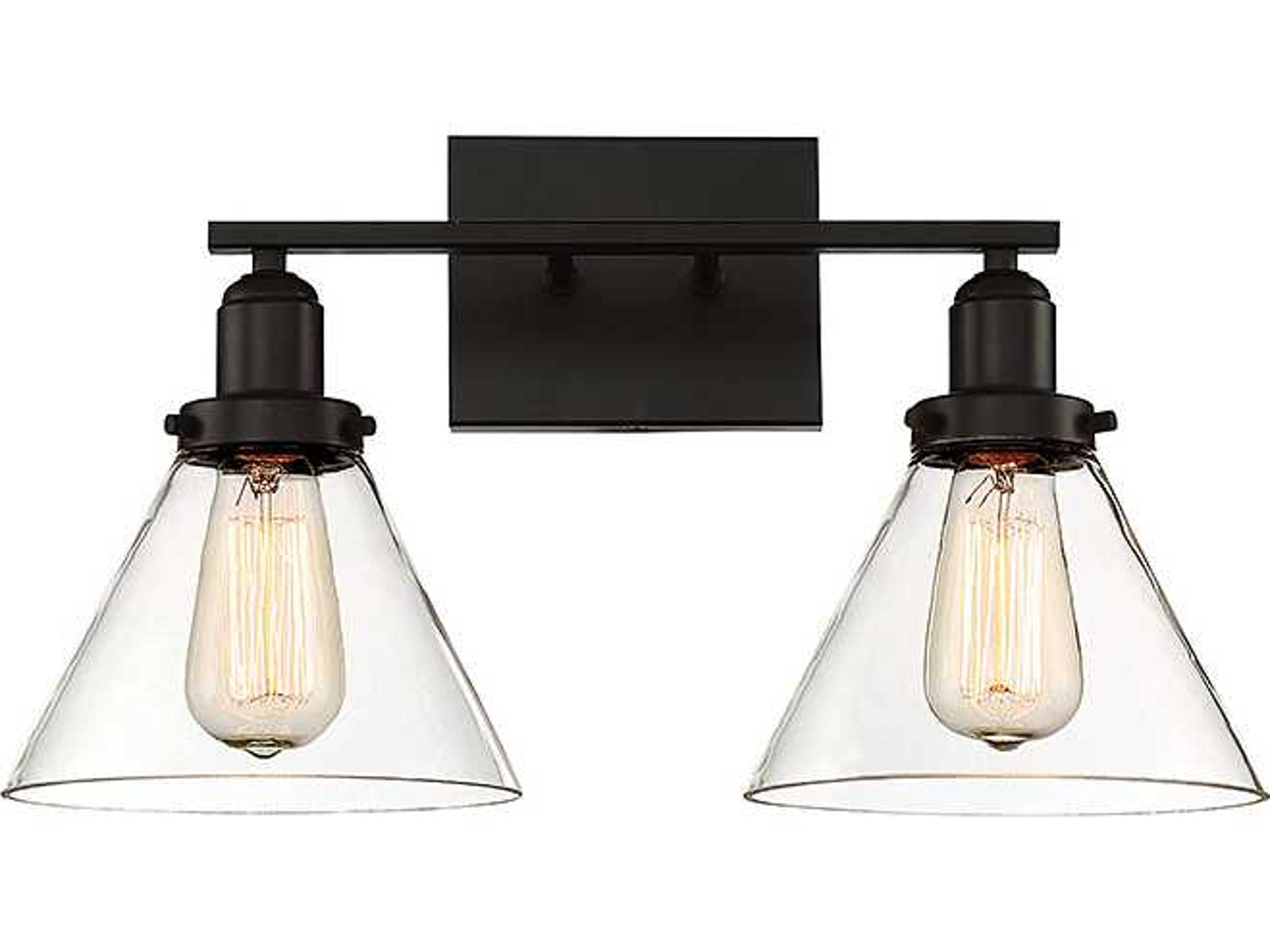 Drake 2-Light English Bronze Glass Vanity Light