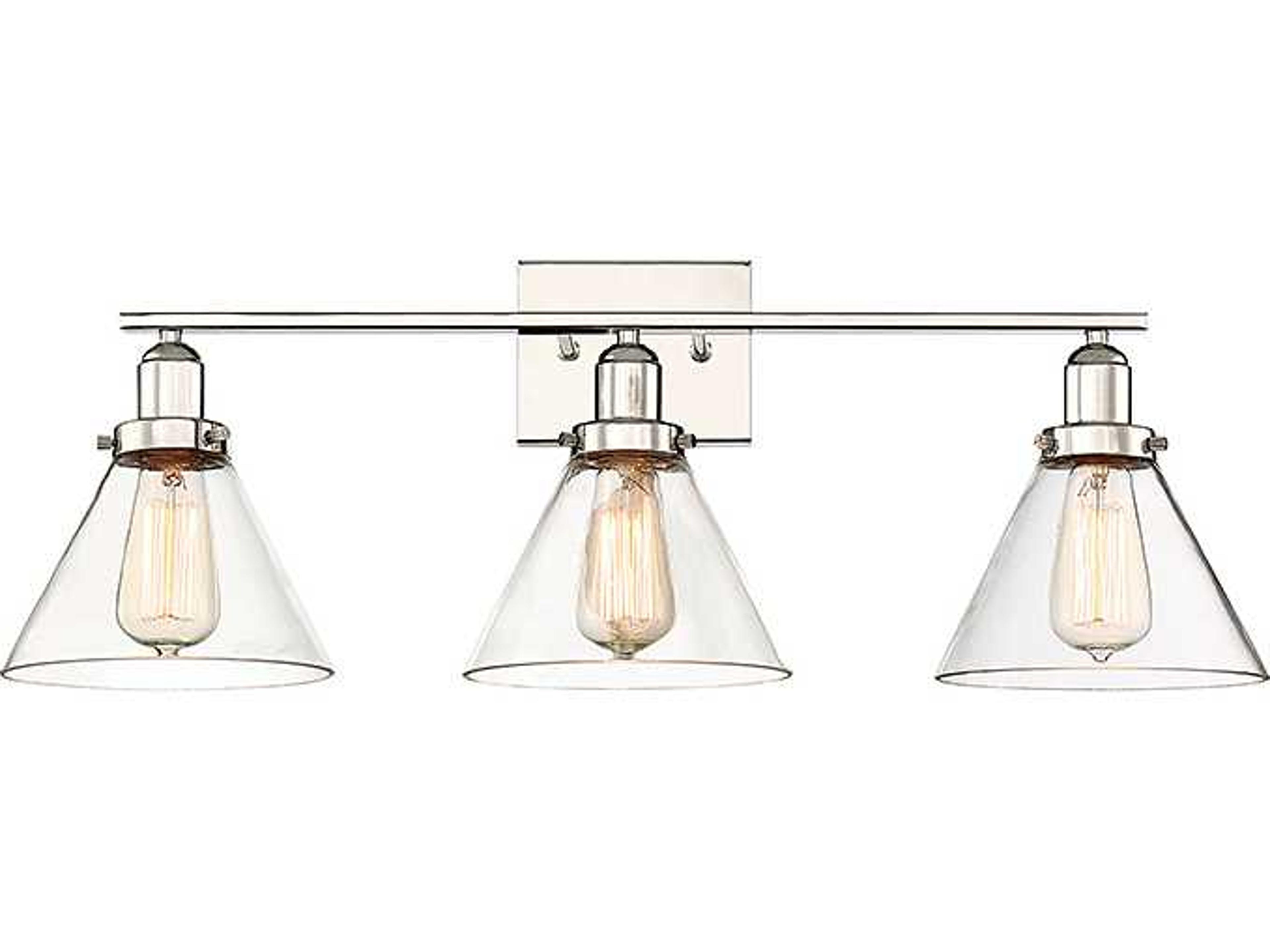 Drake 3-Light Polished Nickel Glass Vanity Light