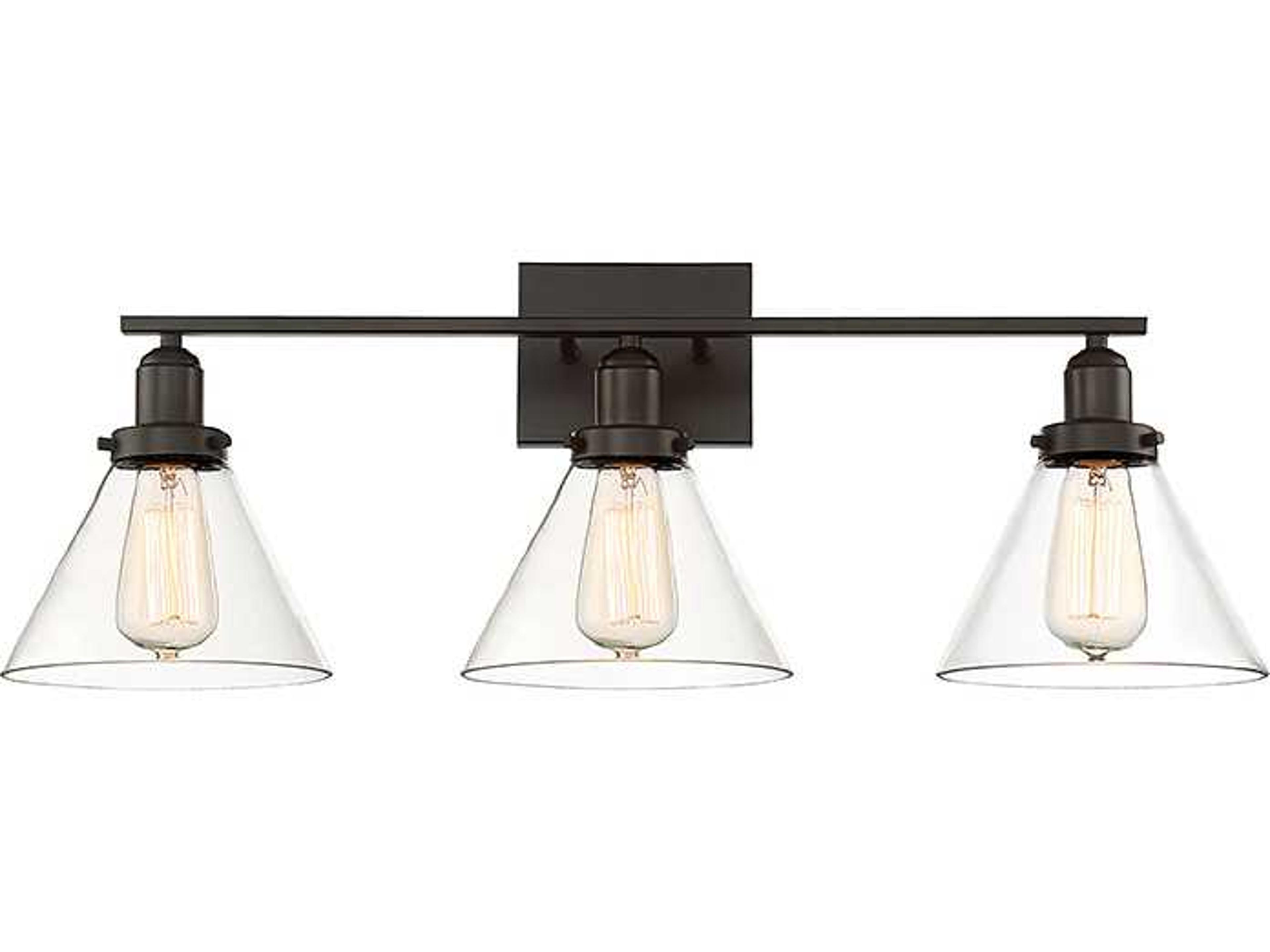 Drake 3-Light English Bronze Glass Vanity Light