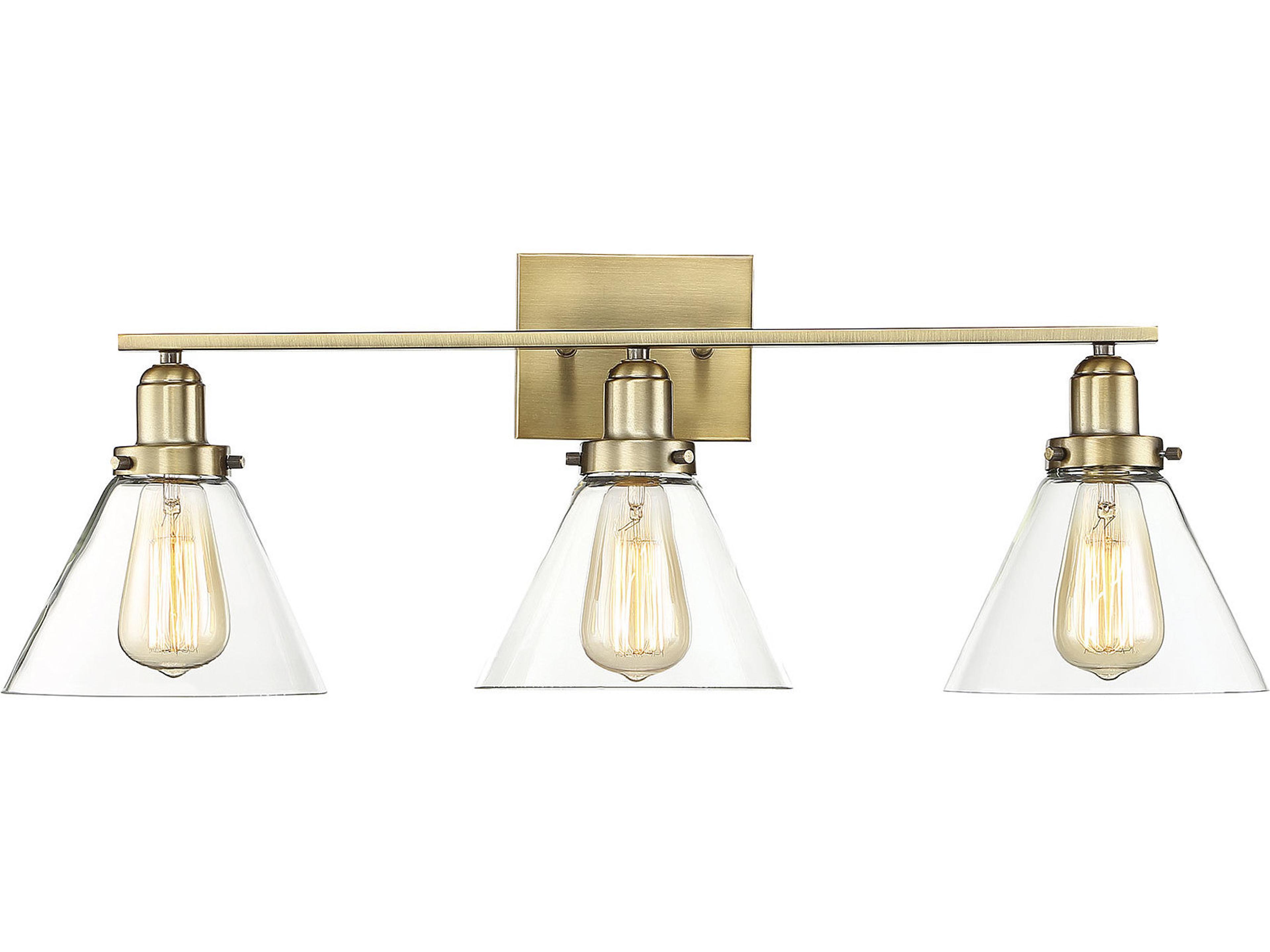 Drake 3-Light Warm Brass Glass Vanity Light
