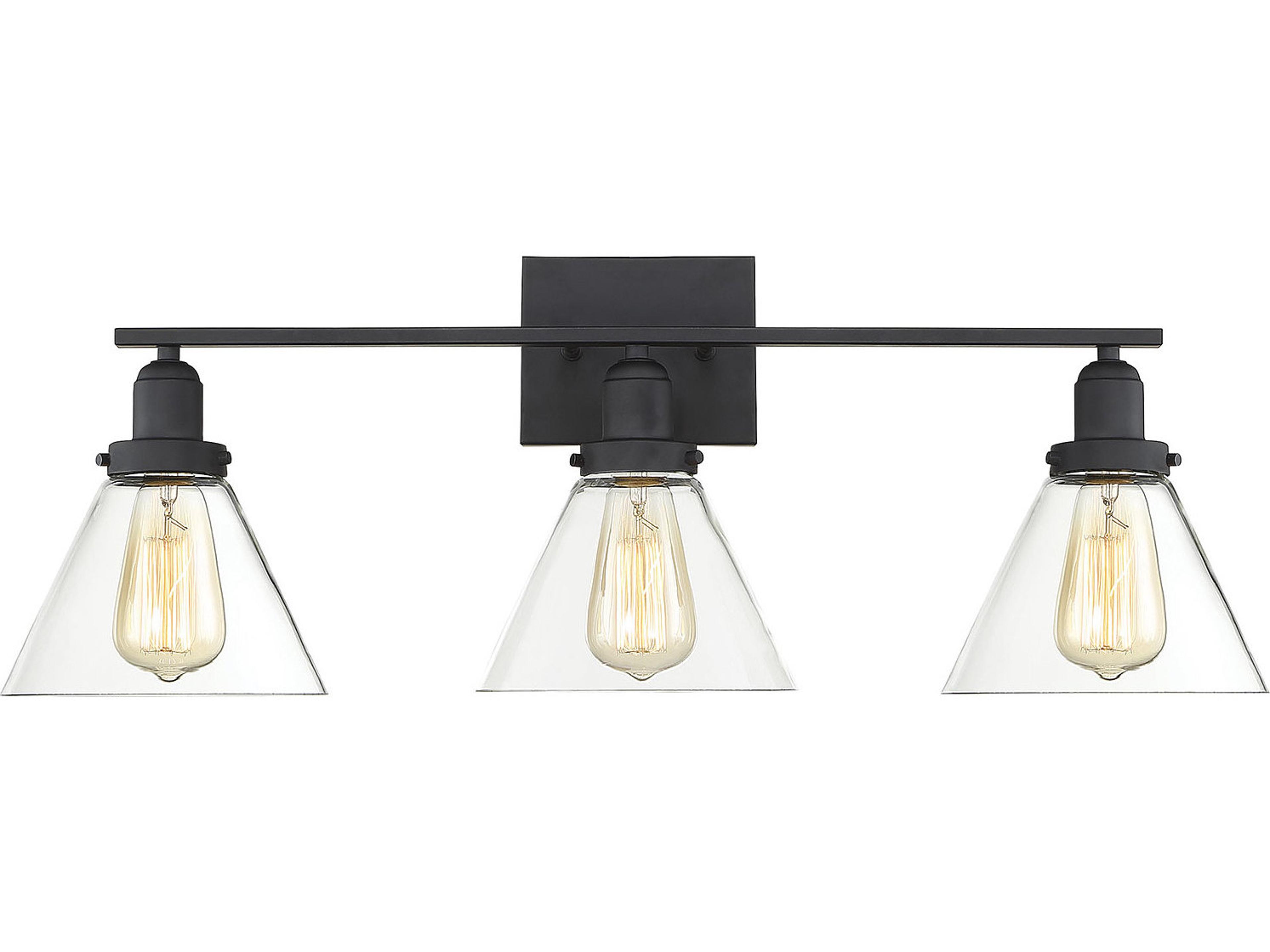 Drake 3-Light Black Glass Vanity Light