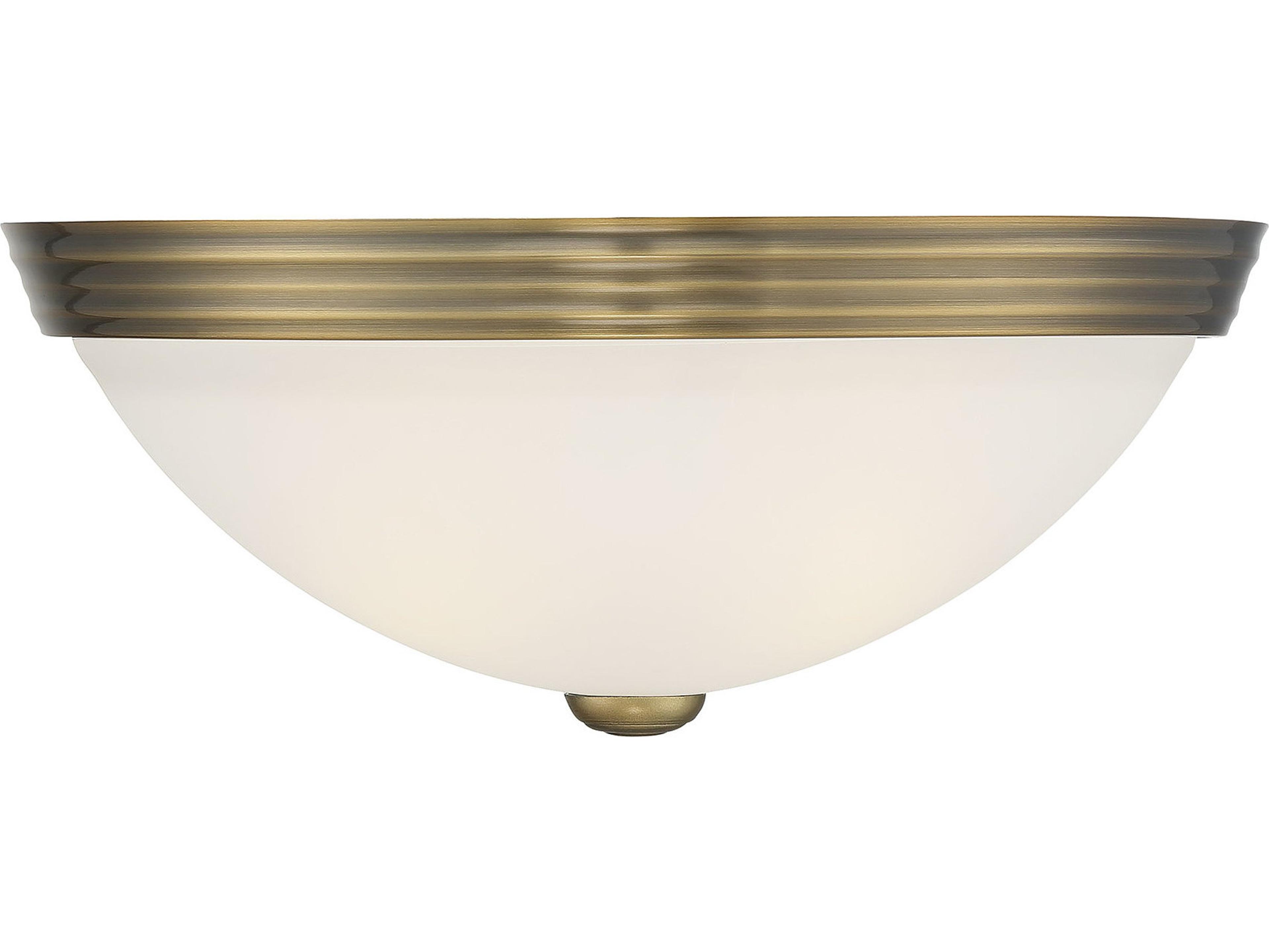 Savoy House 2-Light Warm Brass White Glass Bowl Flush Mount