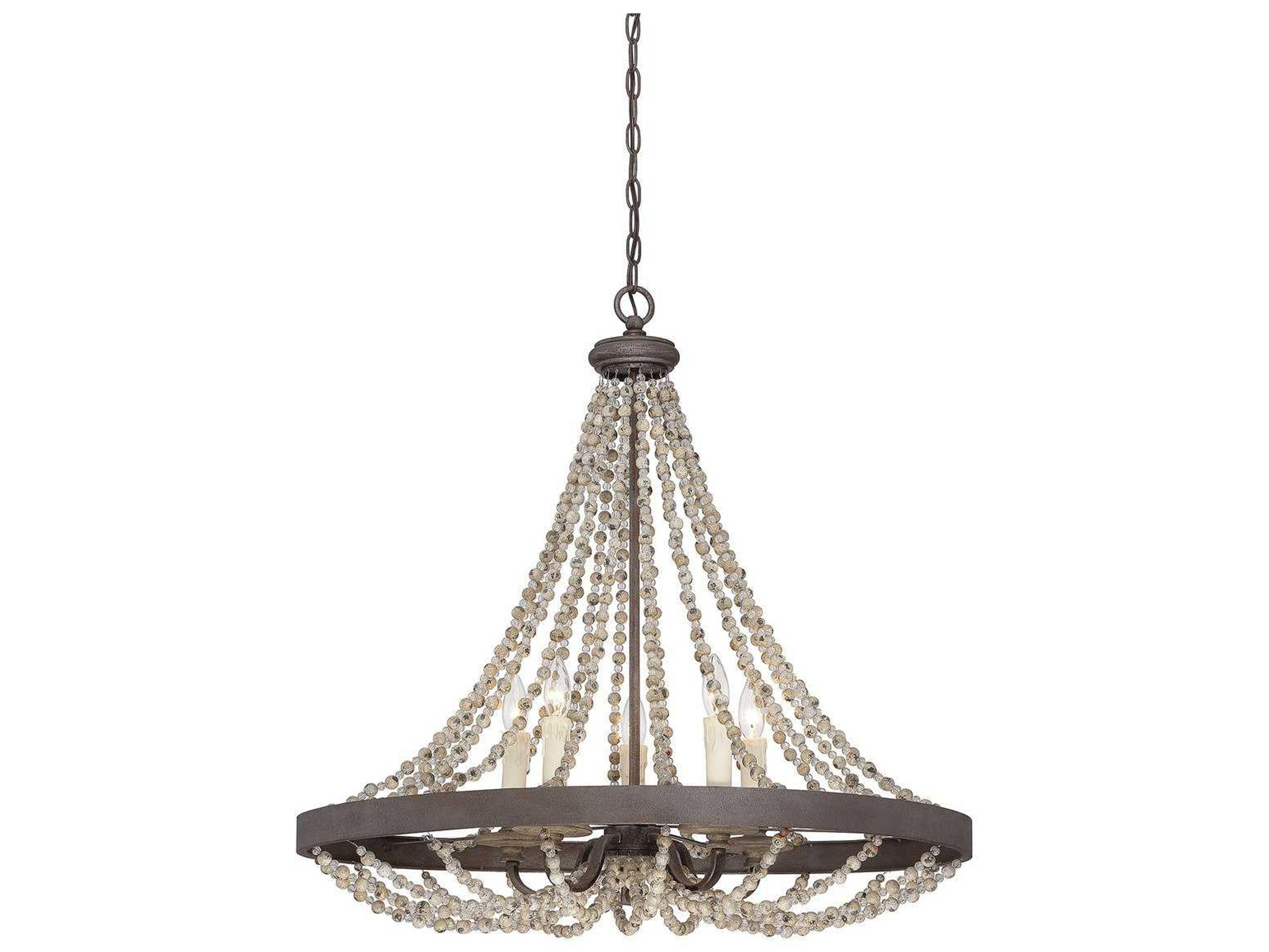 Savoy House Mallory 5-Light Fossil Stone Bronze Crystal Pendant