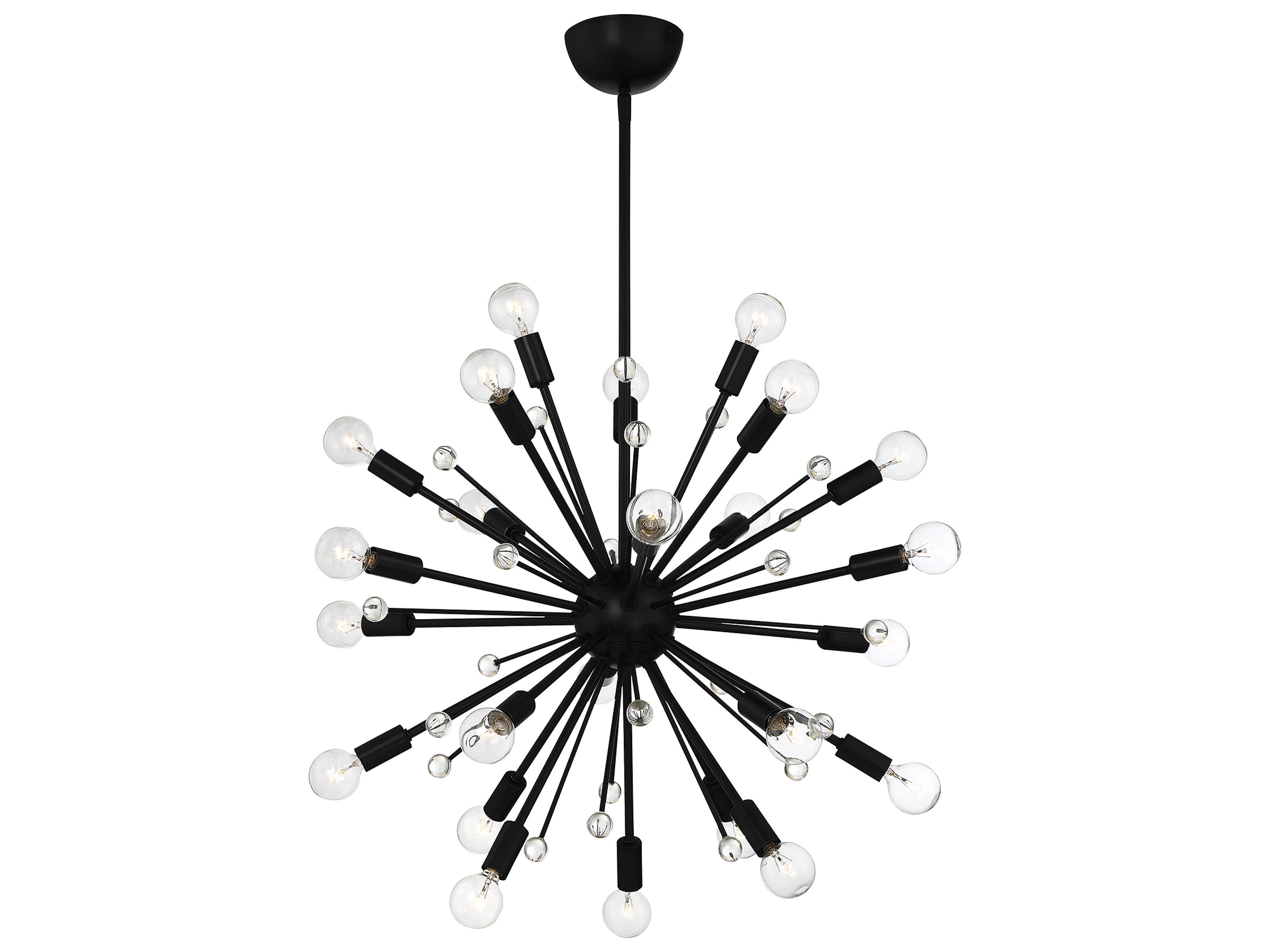 Galea 24-Light Matte Black Crystal Sputnik Pendant