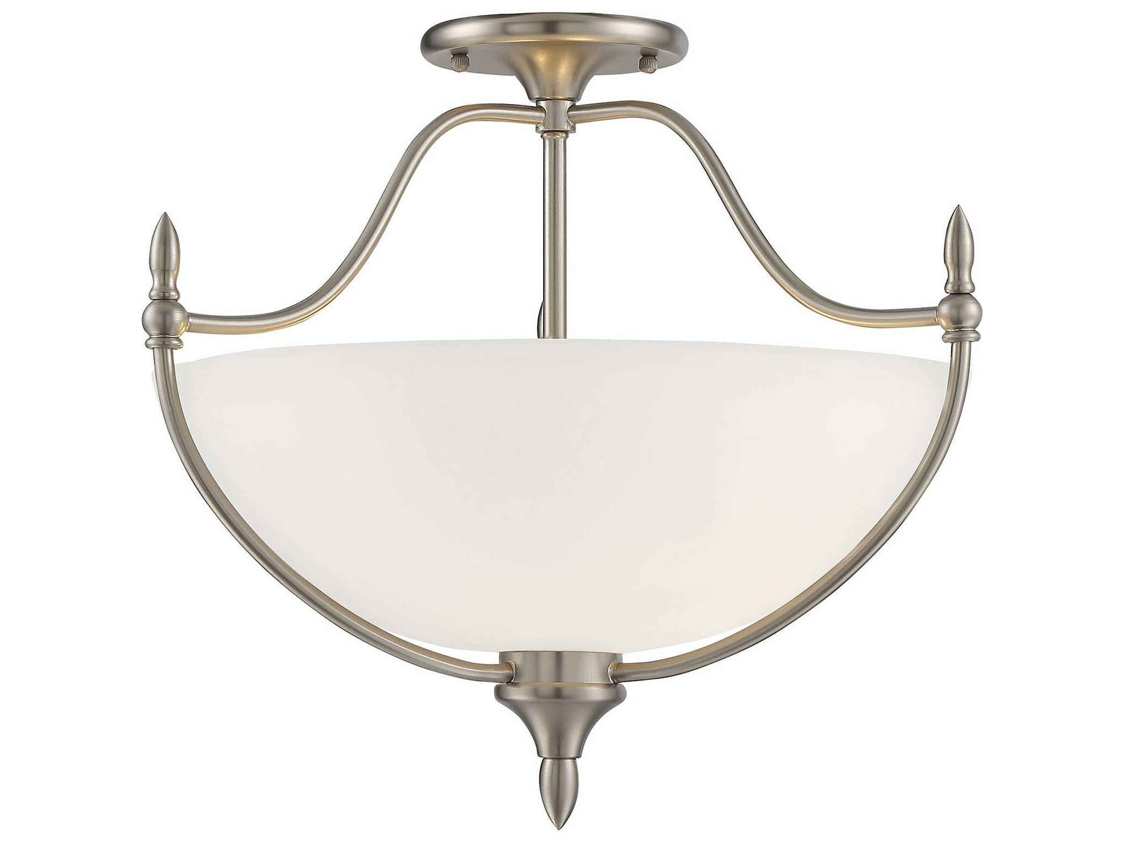 Herndon 3-Light Satin Nickel Pewter Glass Bowl Semi Flush Mount
