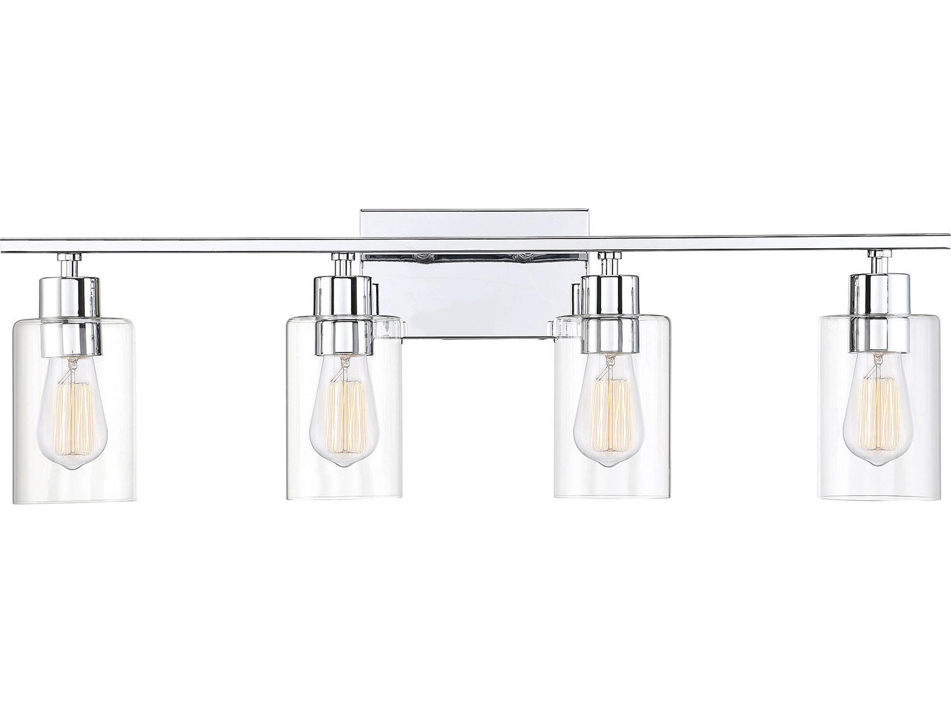 Lambert 4-Light Polished Chrome Glass Vanity Light
