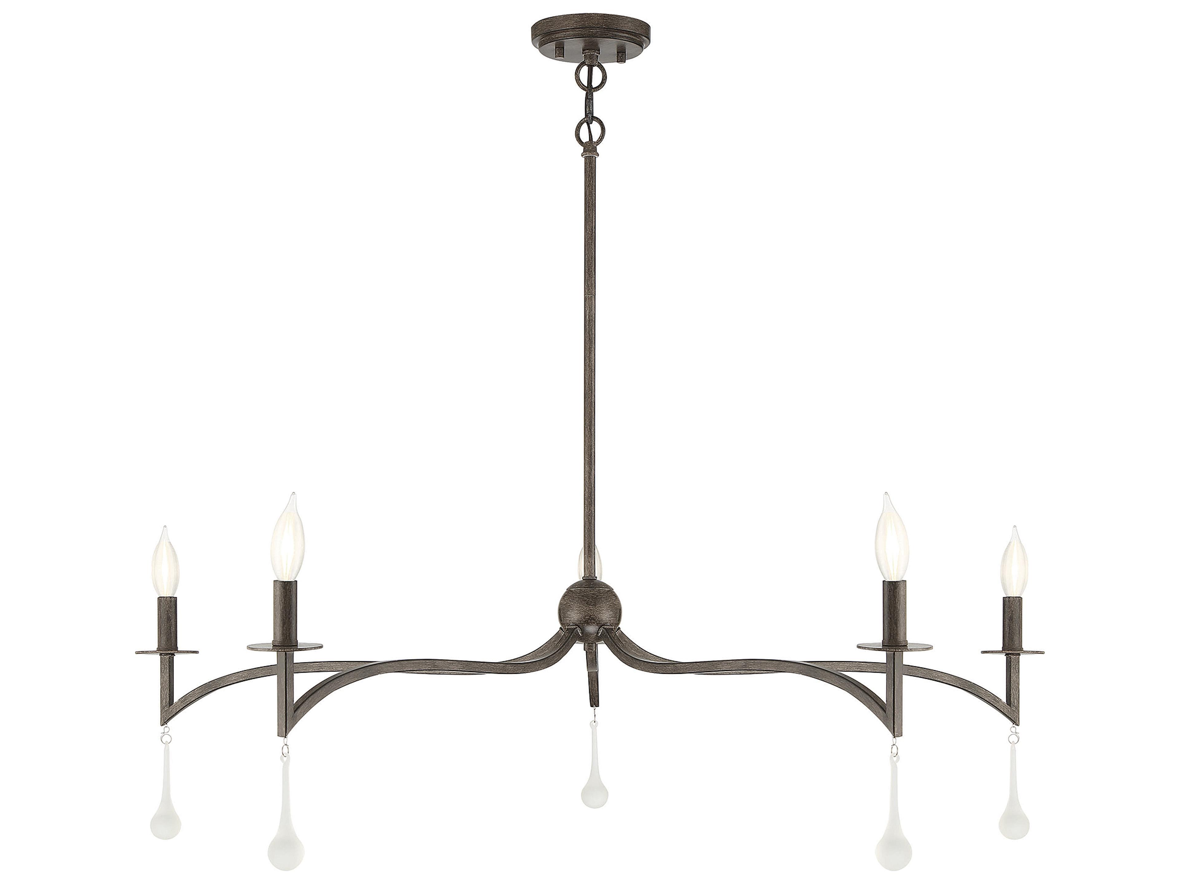 Laramie 5-Light Chelsea Walnut Black Crystal Candelabra Chandelier