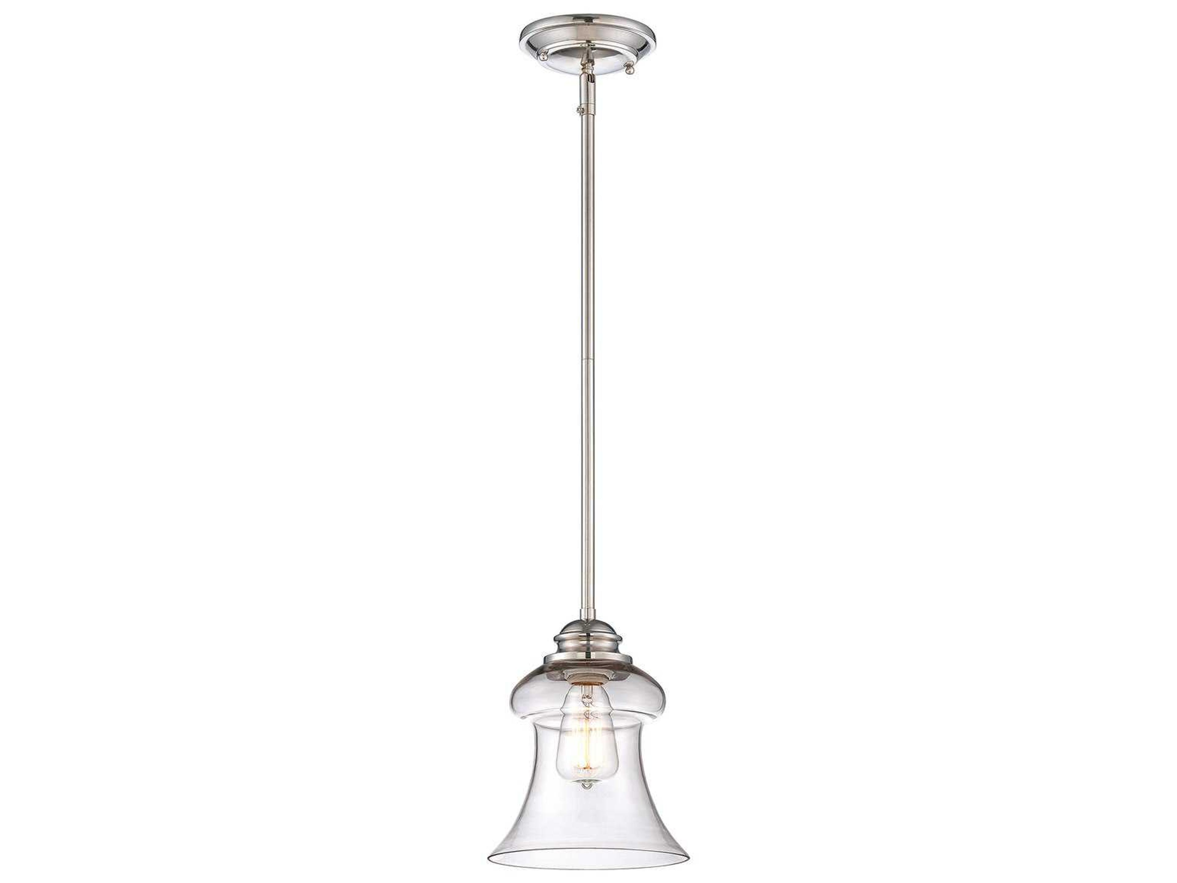 Casual Lifestyles Polished Nickel Glass Bell Mini Pendant