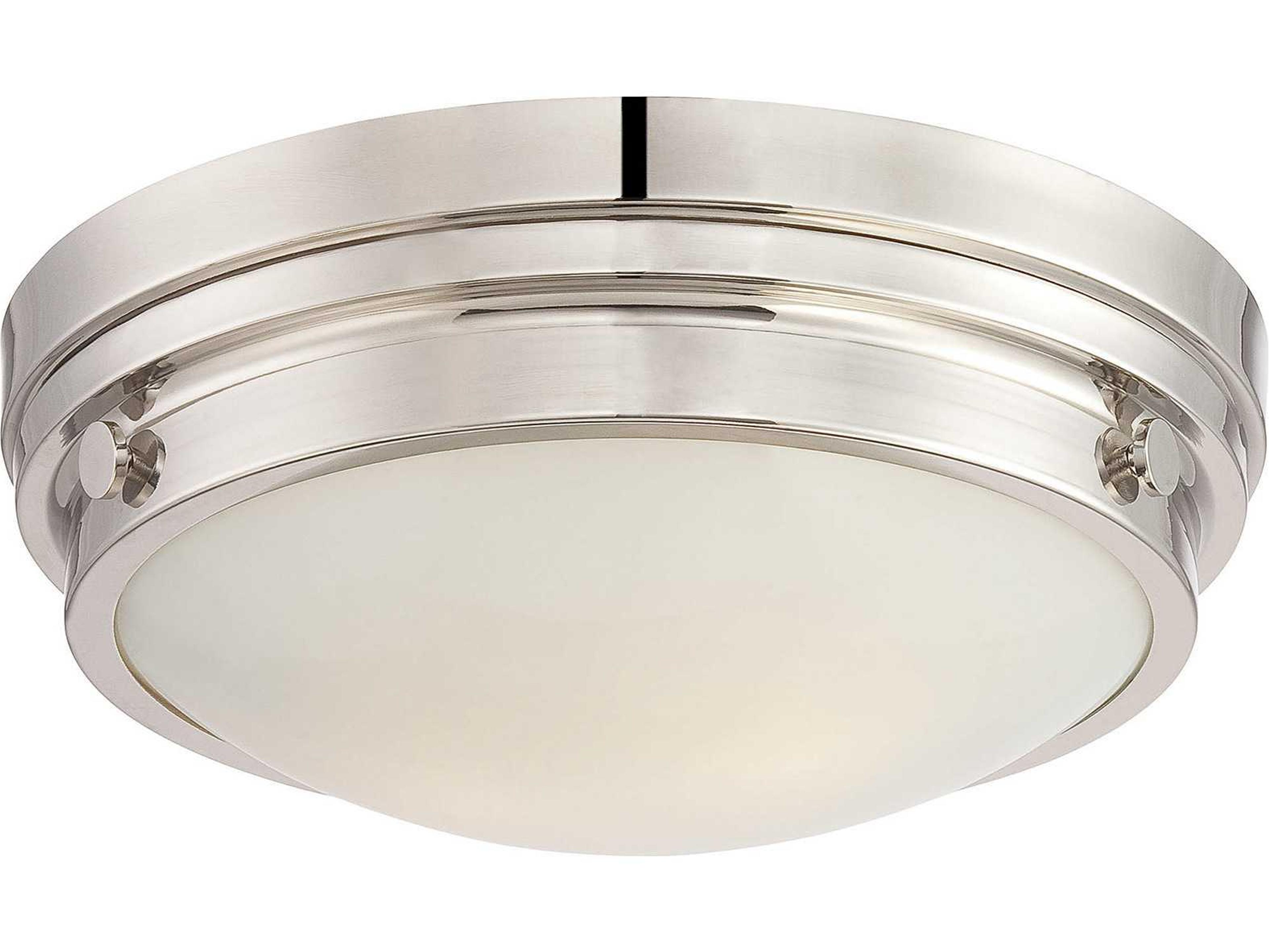 Lucerne 2-Light Polished Nickel Glass Round Flush Mount