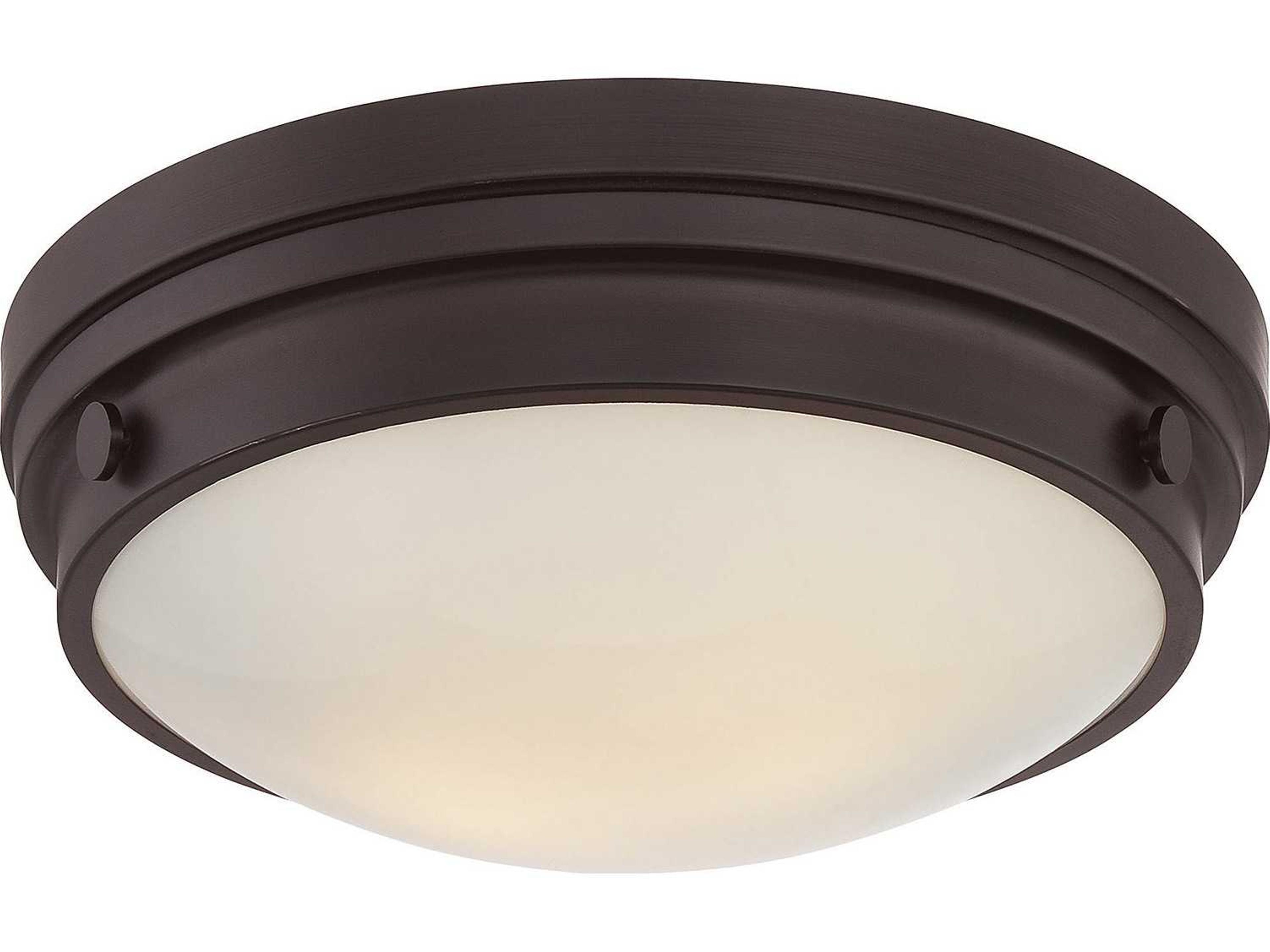 Lucerne 2-Light English Bronze Glass Round Flush Mount