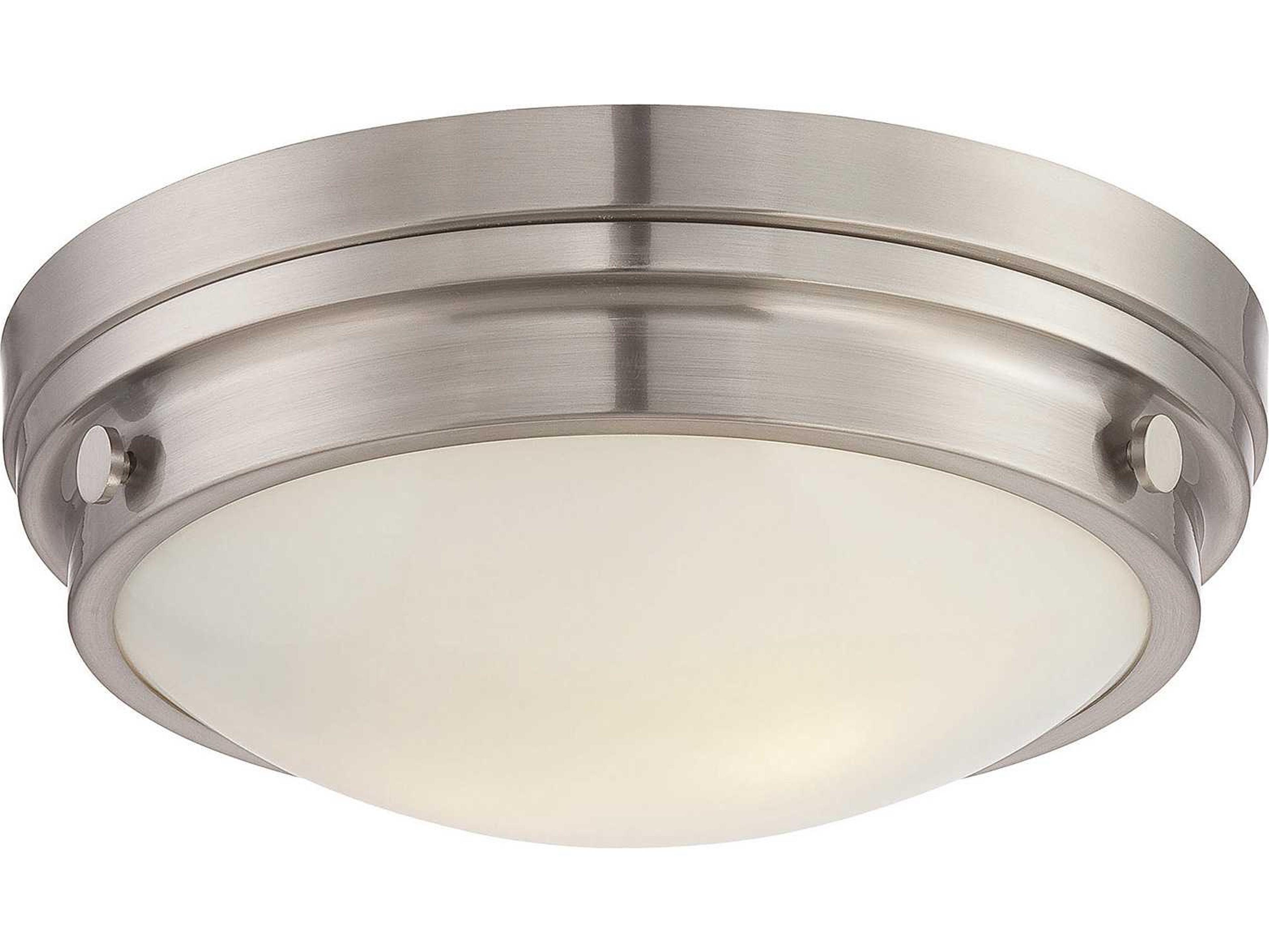Lucerne 2-Light Satin Nickel Glass Round Flush Mount