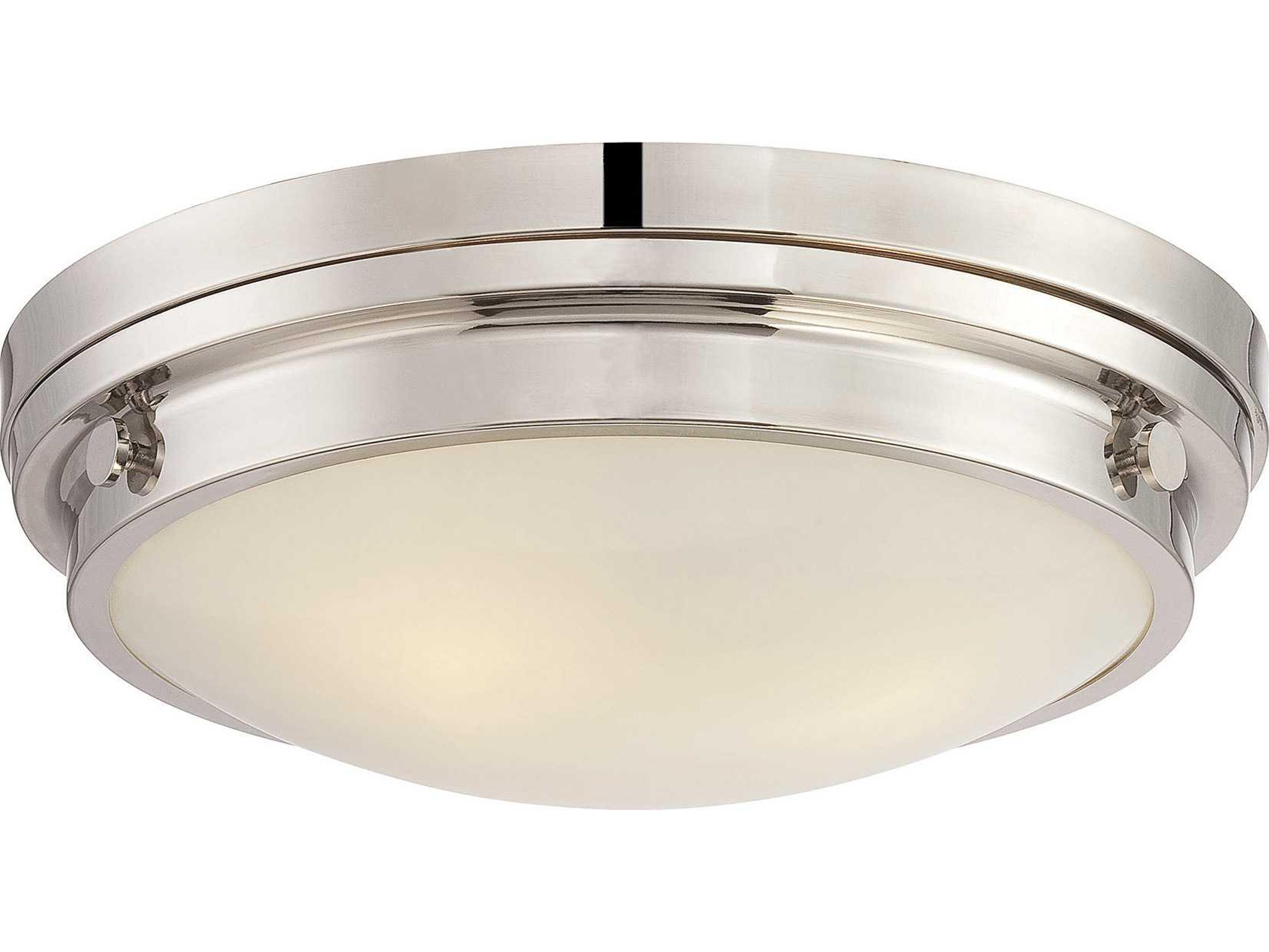 Lucerne 3-Light Polished Nickel Glass Round Flush Mount