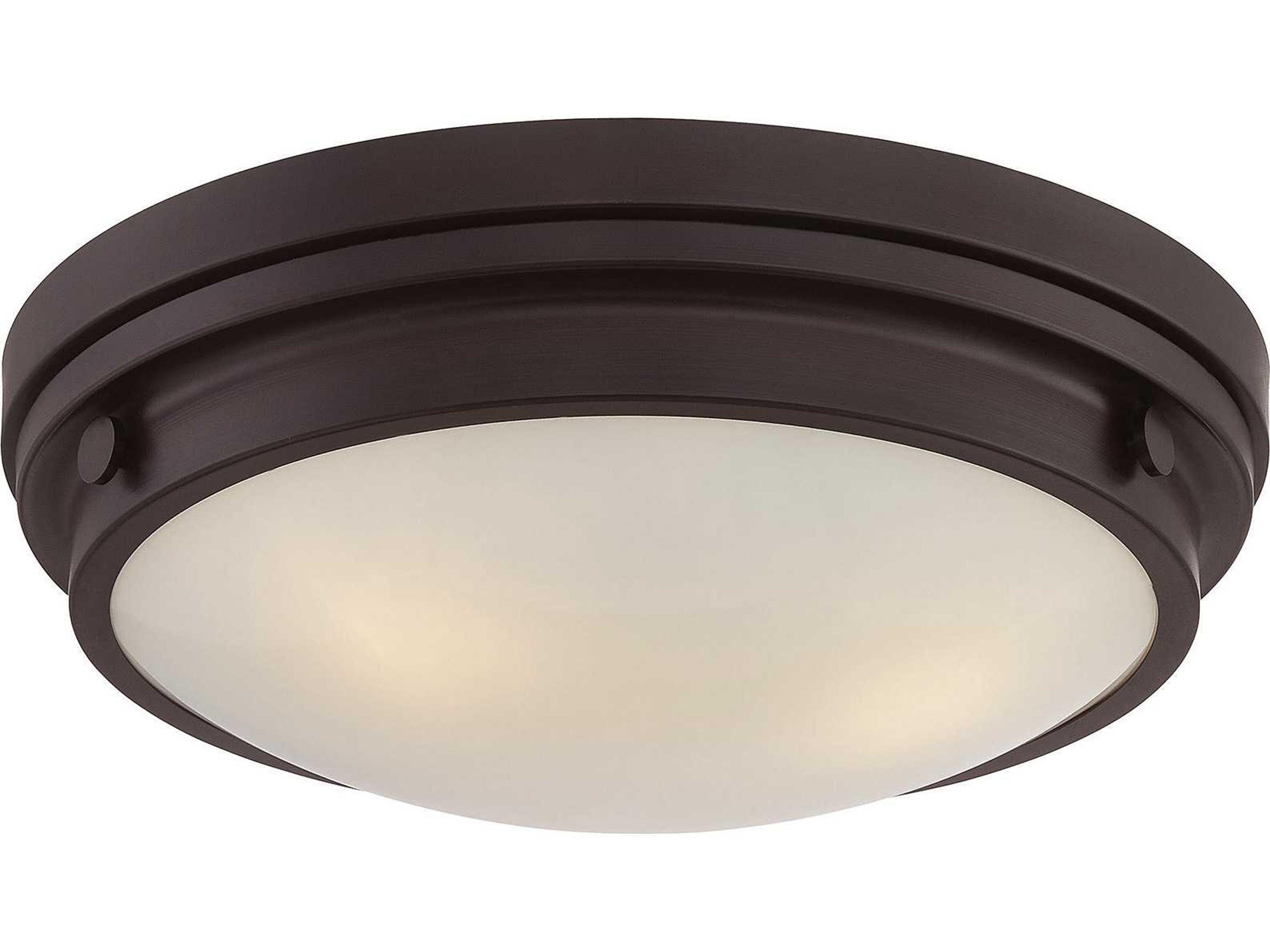Lucerne 3-Light English Bronze Glass Round Flush Mount