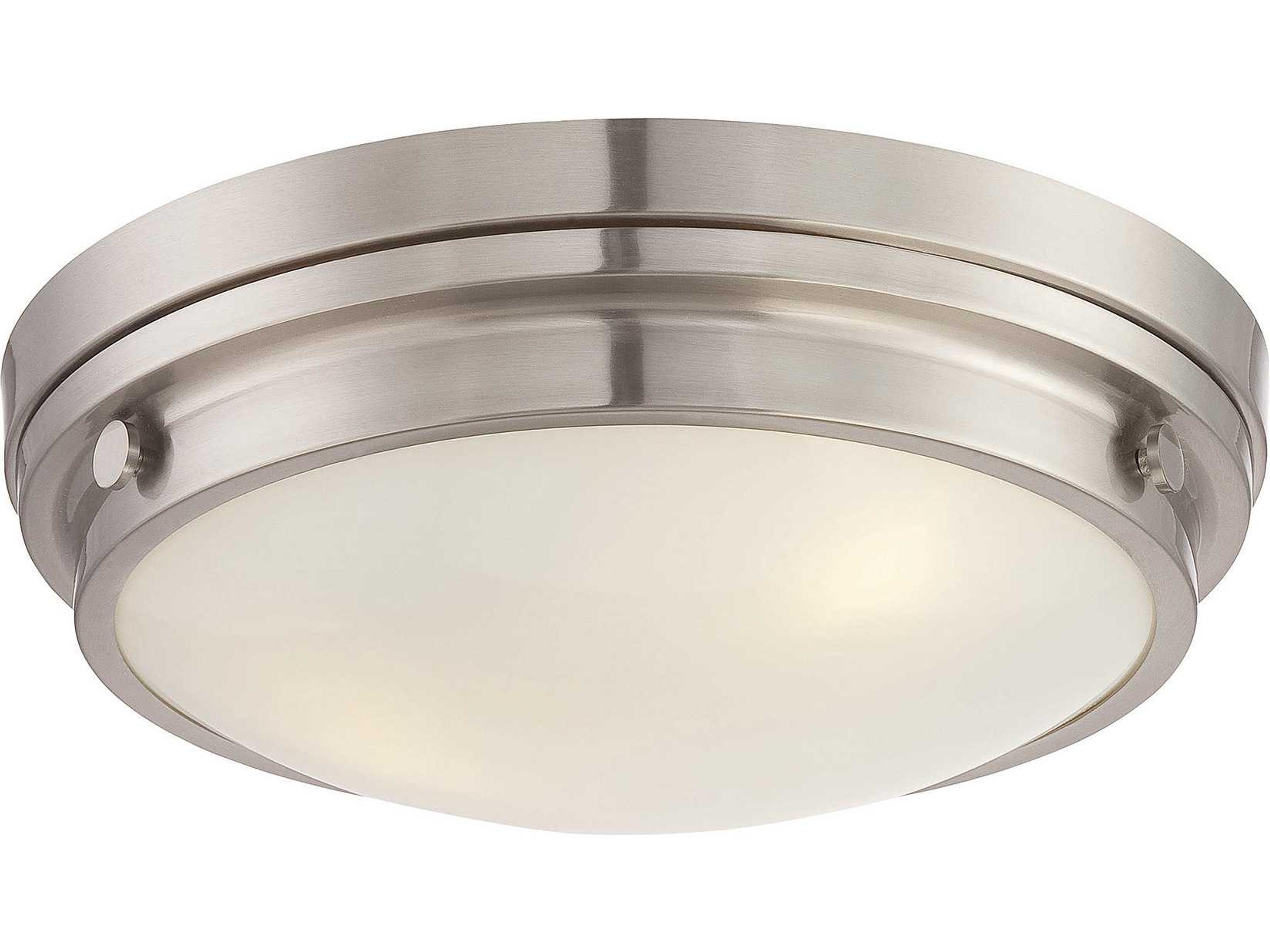 Lucerne 3-Light Satin Nickel Pewter Glass Round Flush Mount