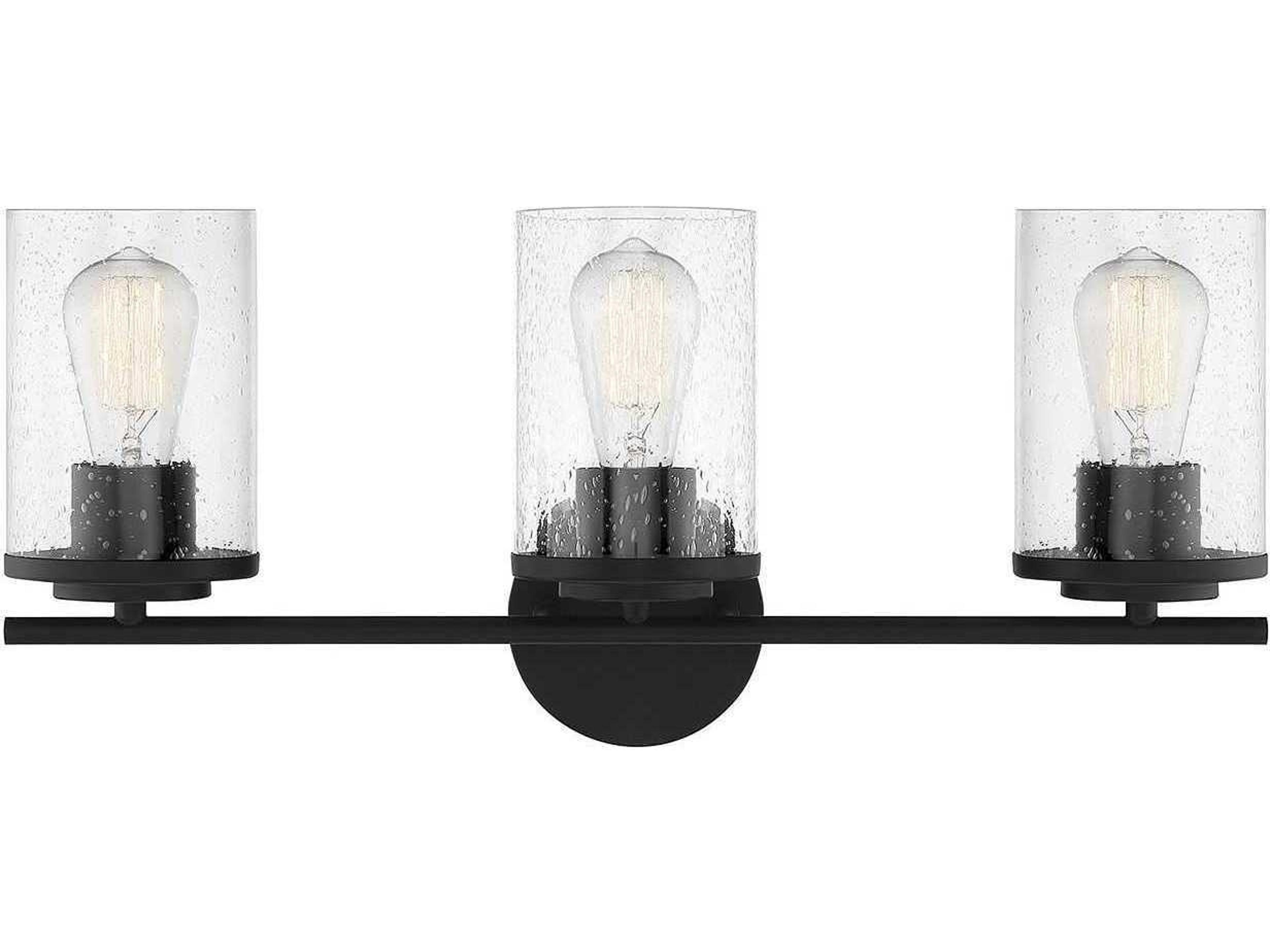 Marshall 3-Light Matte Black Glass Vanity Light