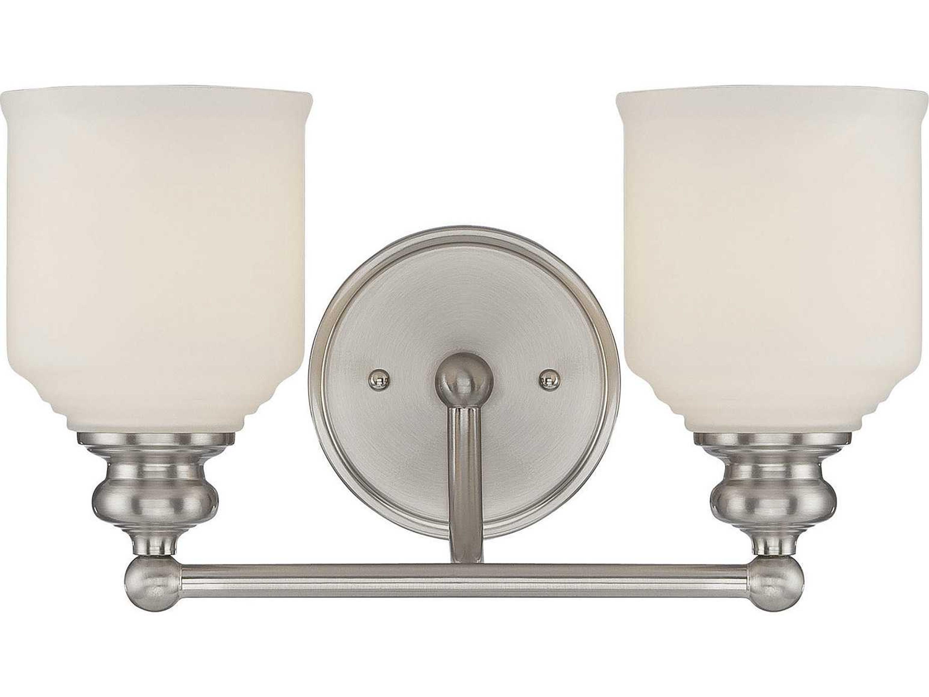 Melrose 2-Light Satin Nickel Pewter Glass Vanity Light