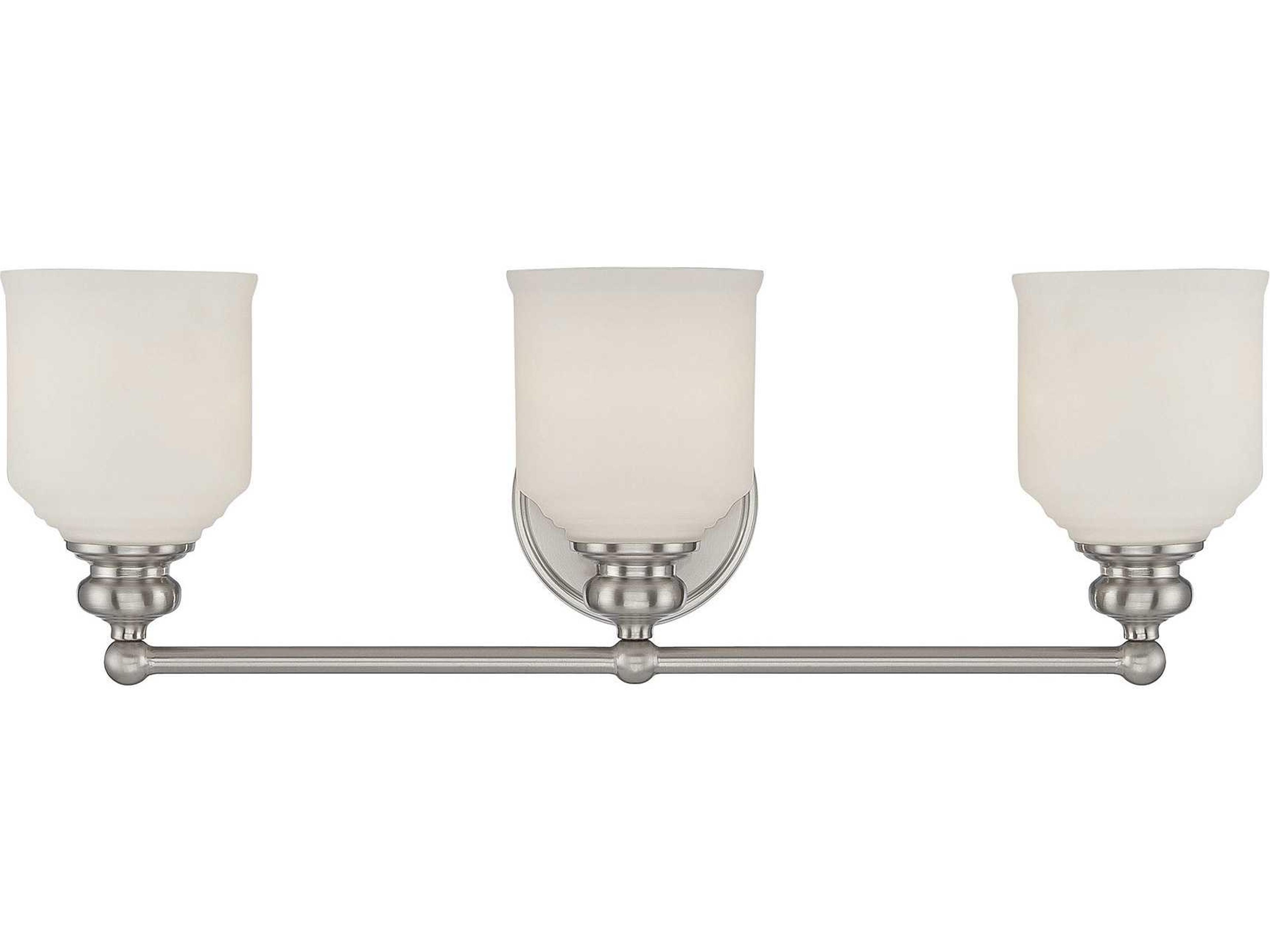 Melrose 3-Light Satin Nickel Pewter Glass Vanity Light