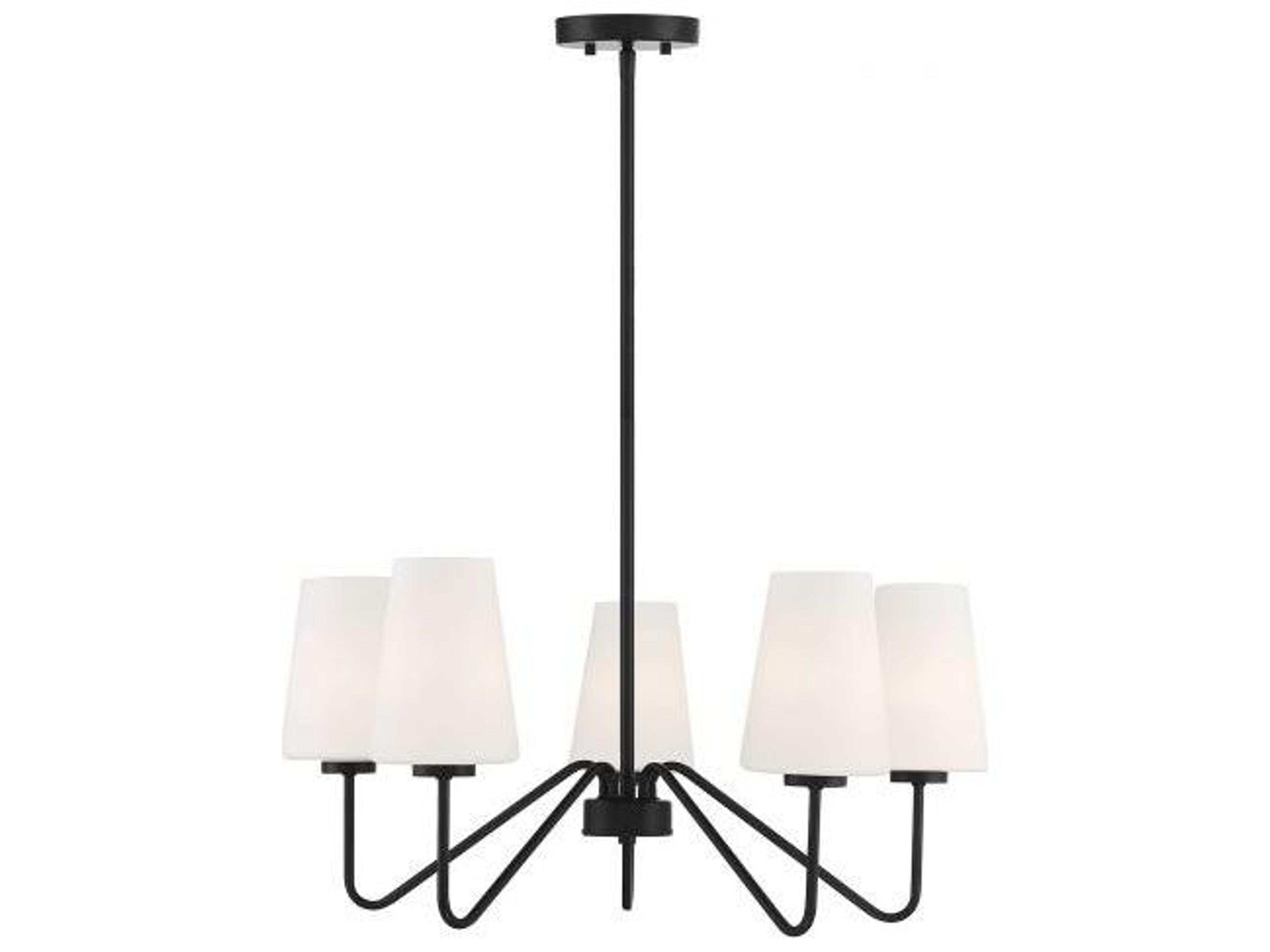 Meridian 5-Light Matte Black Glass Empire Chandelier