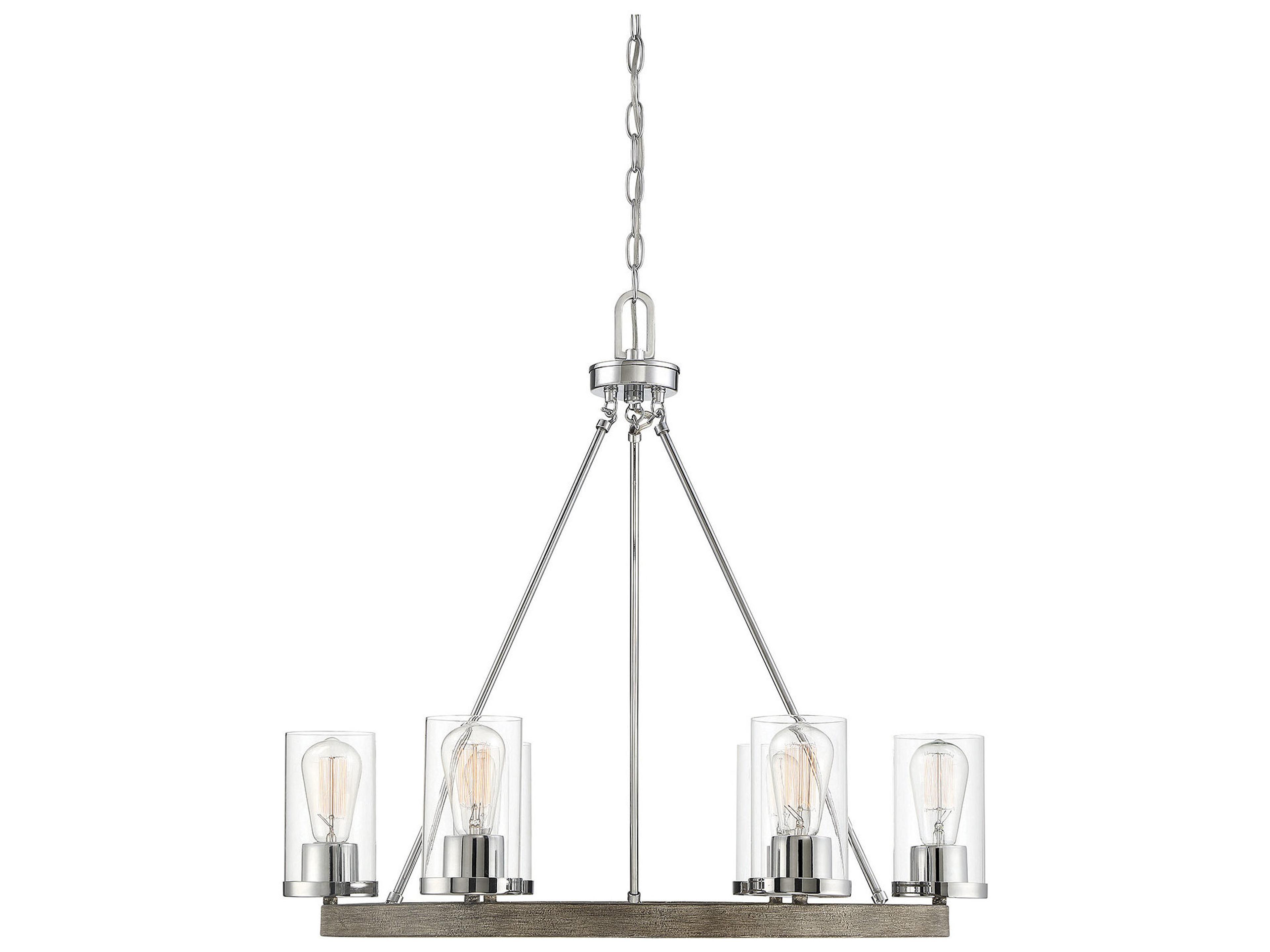 Meridian 6-Light Greywood Chrome Cylinder Chandelier