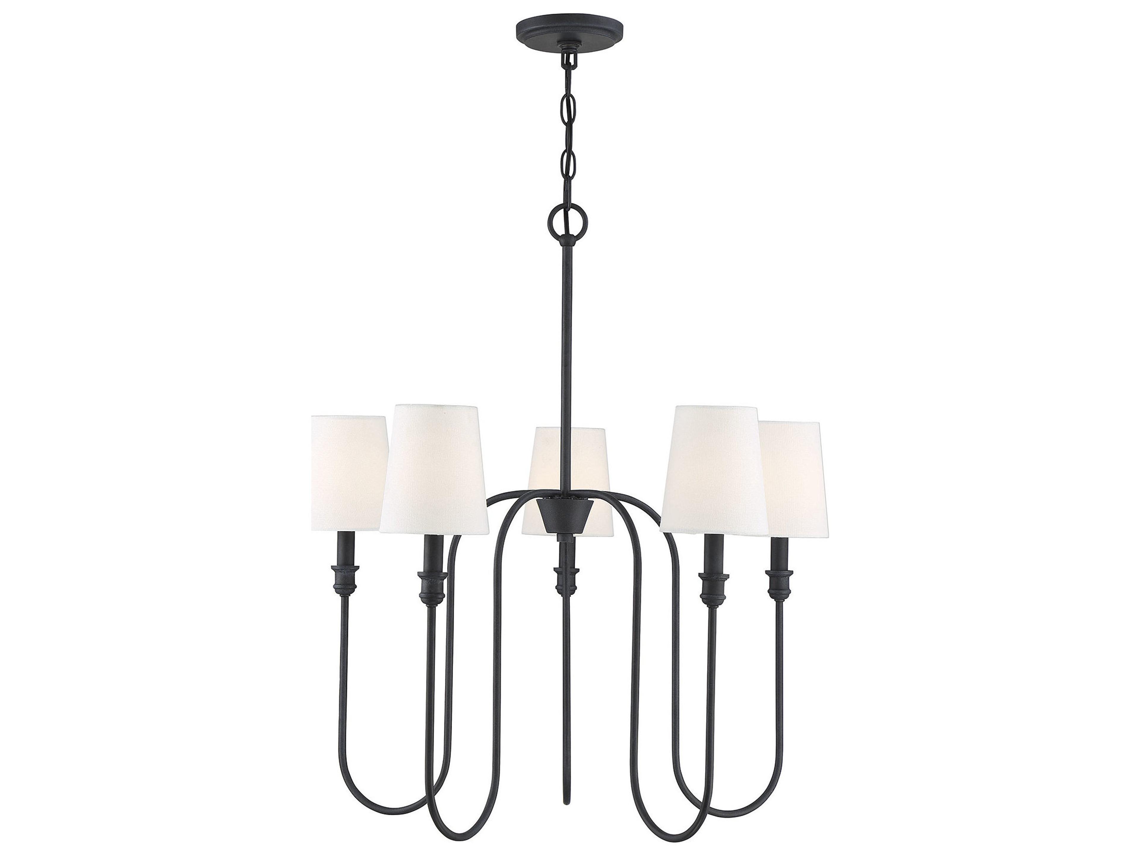 Meridian 5-Light Aged Iron Black Cylinder Chandelier