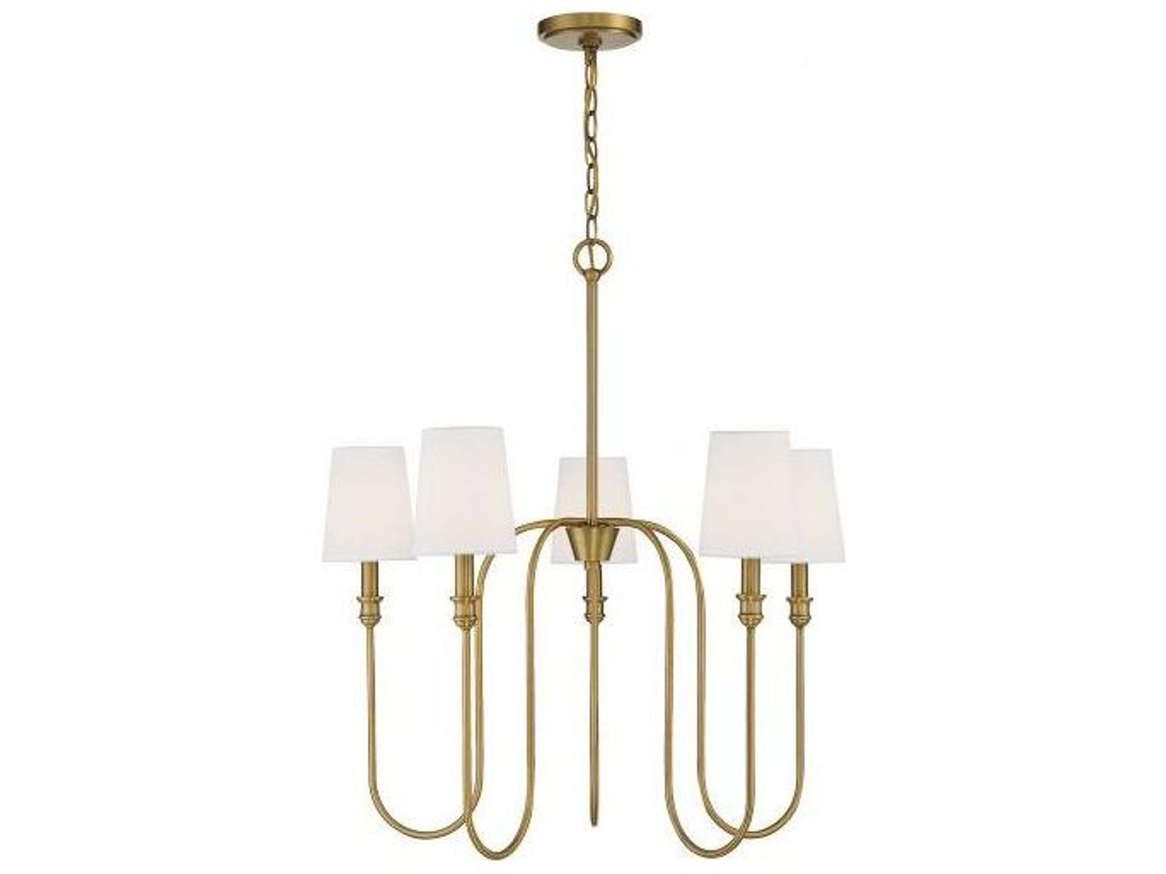 Meridian 5-Light Natural Brass Cylinder Chandelier