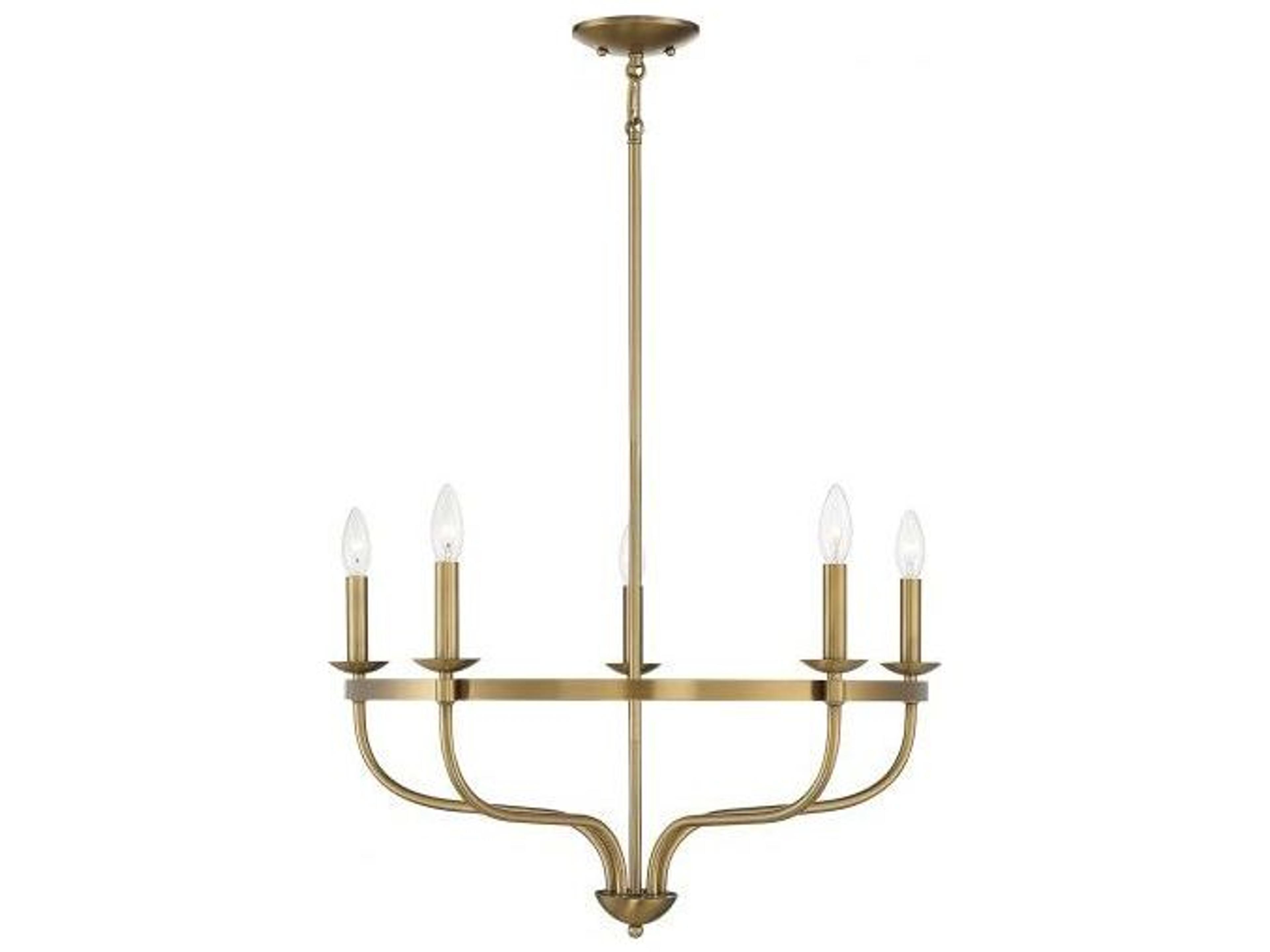 Meridian 5-Light Natural Brass Candelabra Chandelier