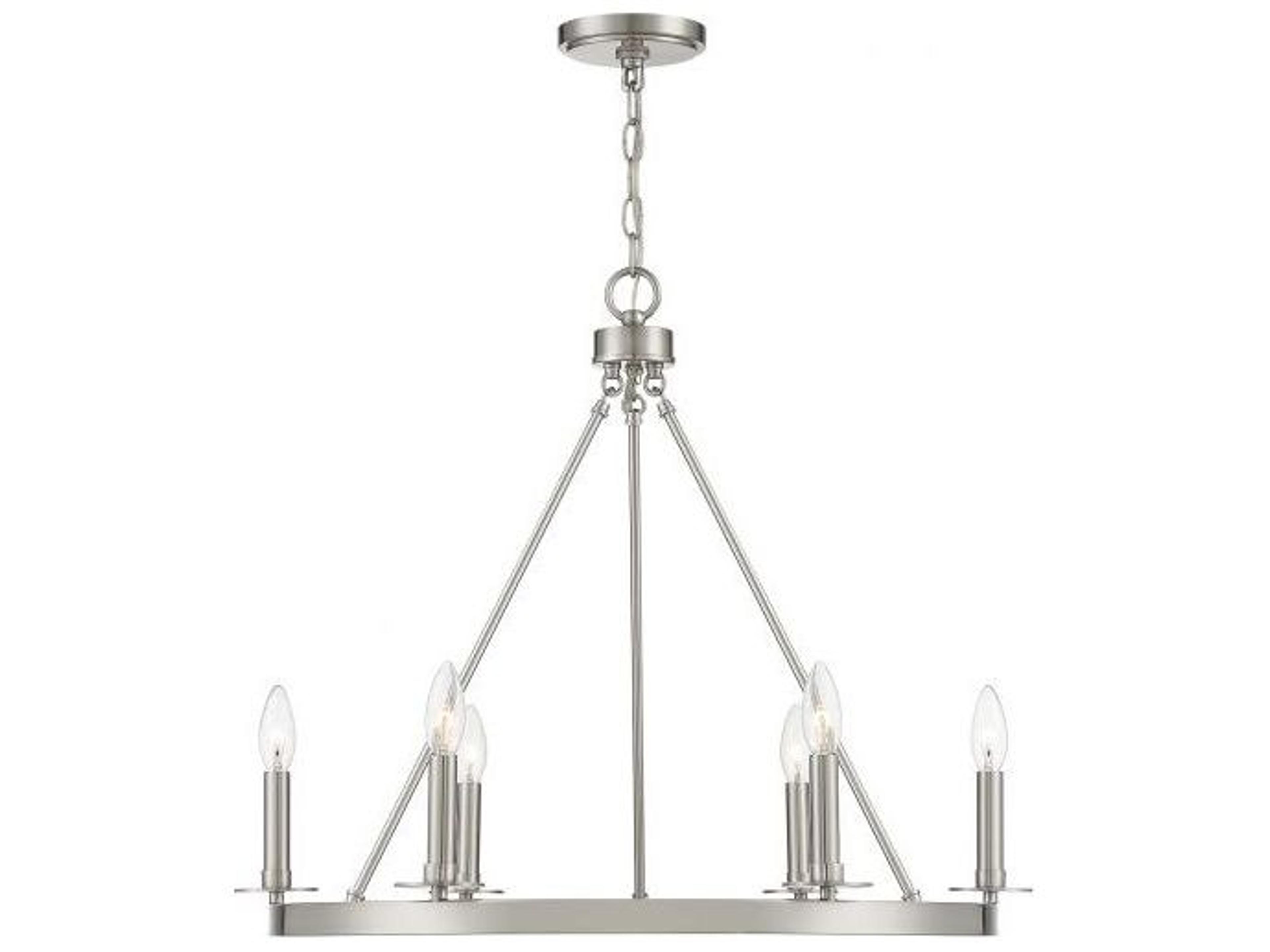 Meridian 6-Light Brushed Nickel Candelabra Chandelier