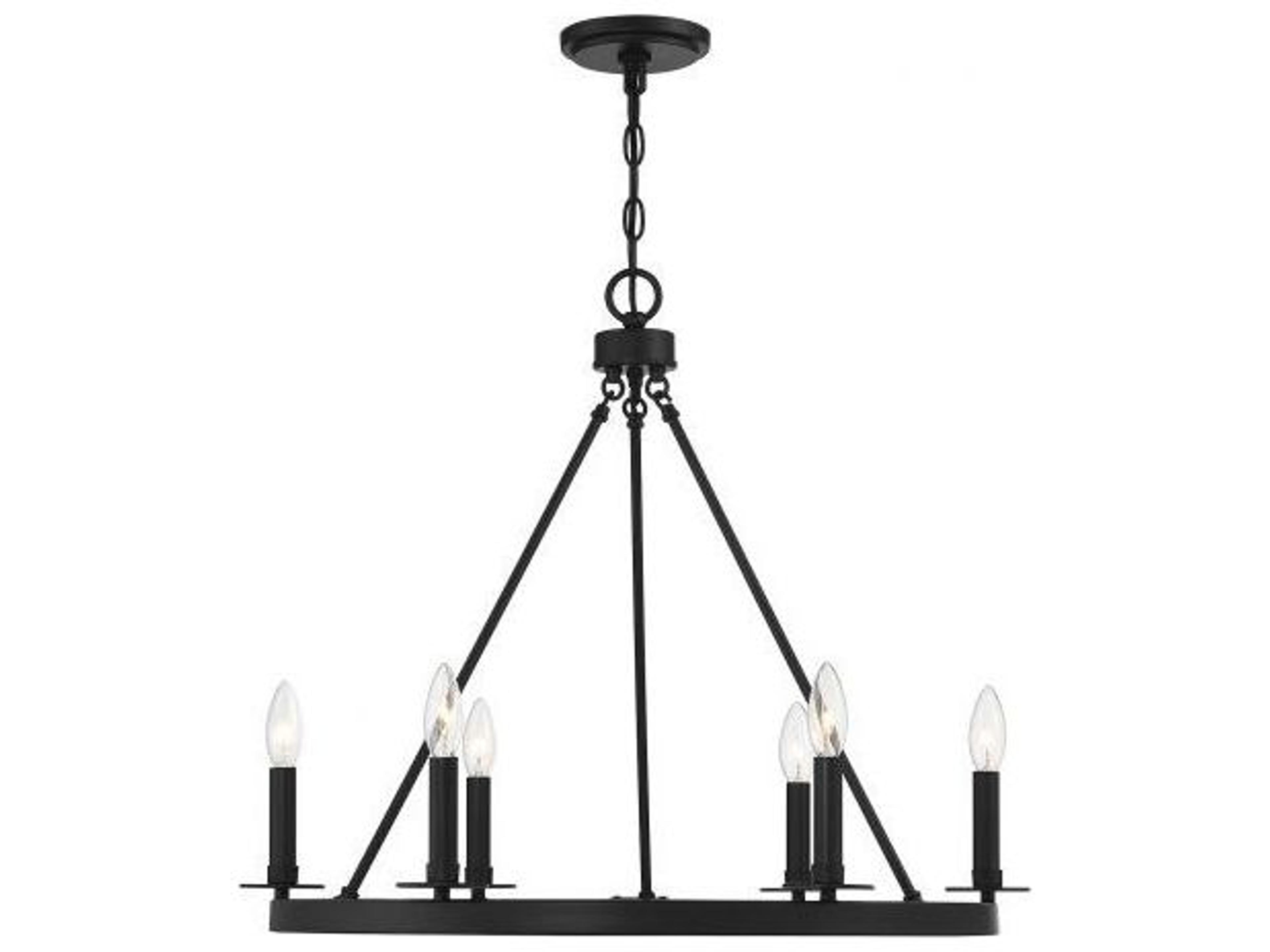 Meridian 6-Light Matte Black Candelabra Chandelier