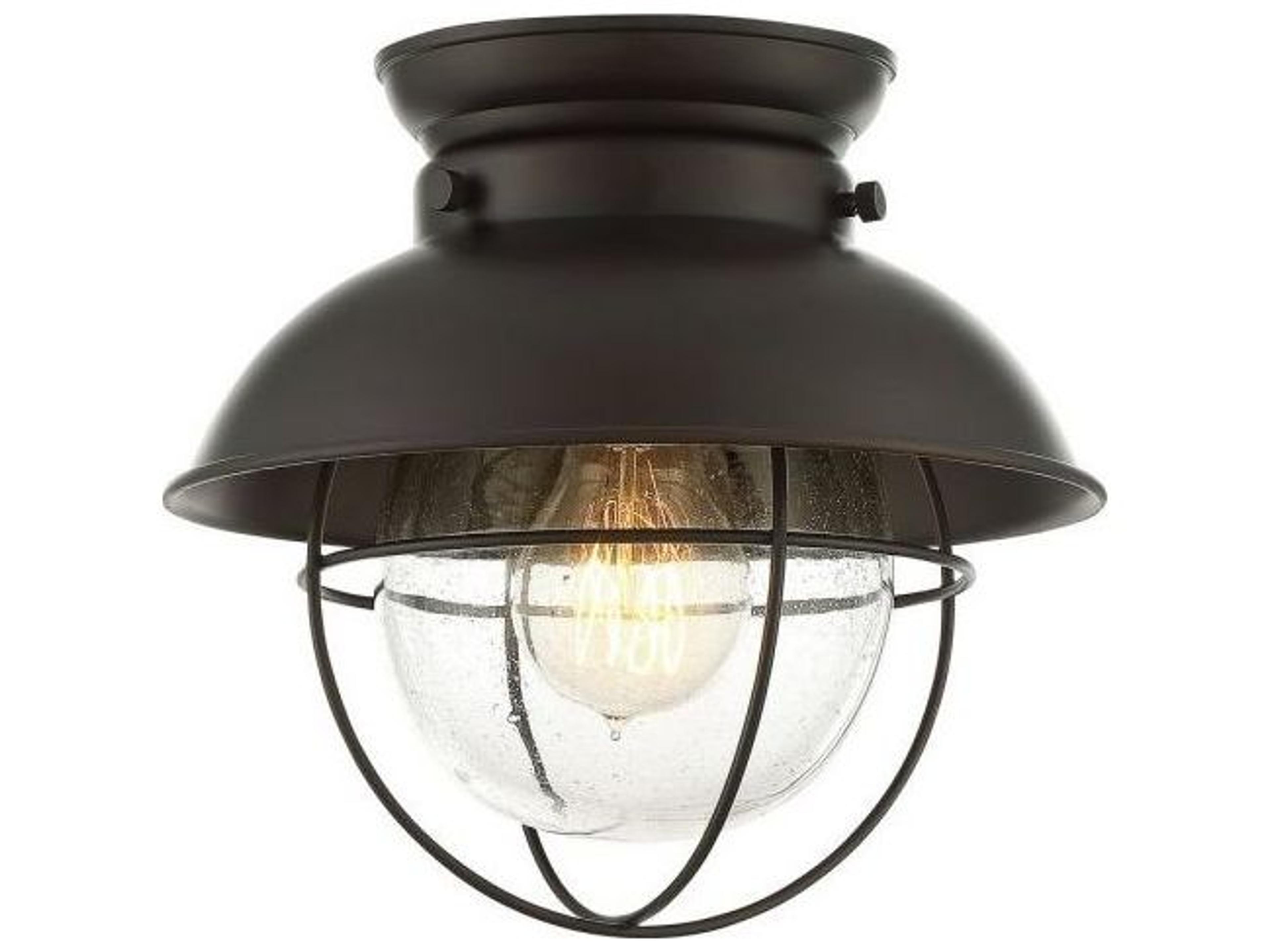 Meridian 1-Light Oil Rubbed Bronze Glass Globe Geometric Flush Mount