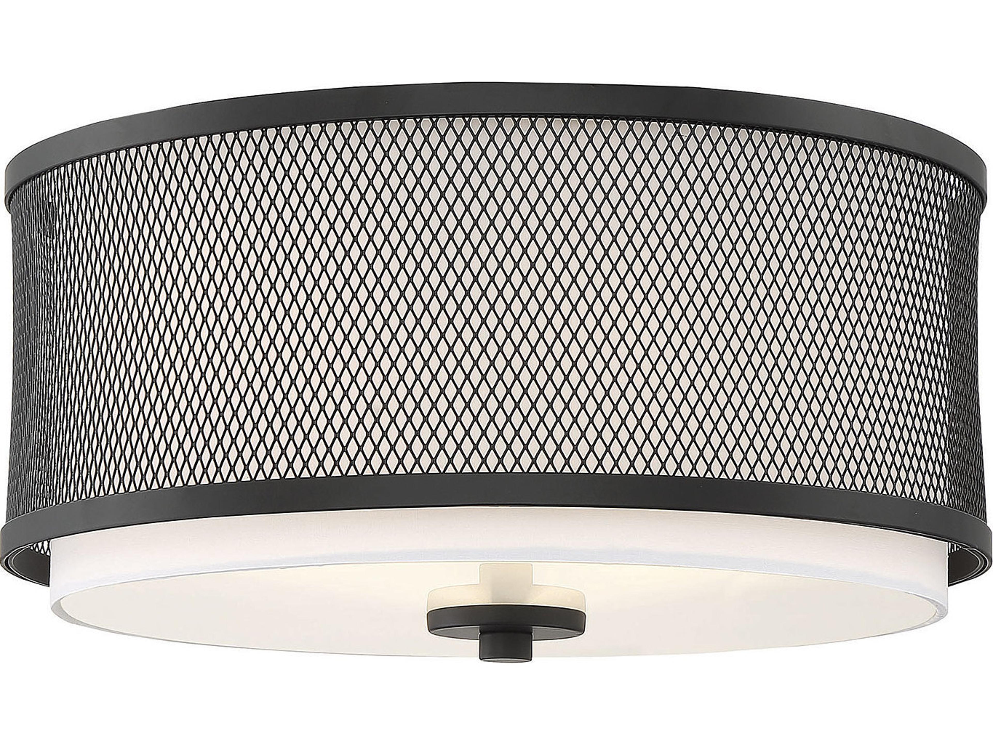 Meridian 3-Light Matte Black Drum Flush Mount