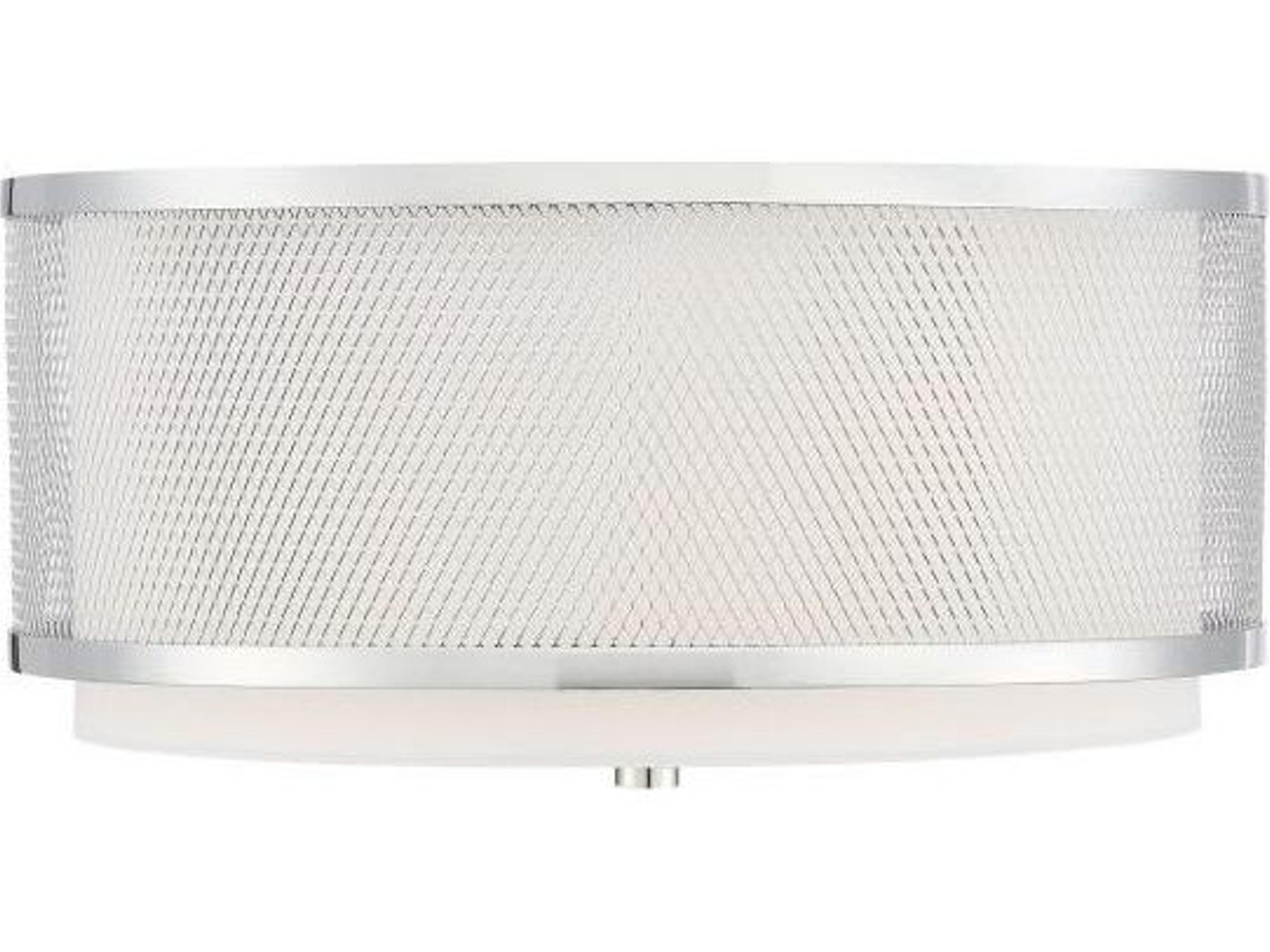 Meridian 3-Light Polished Nickel Drum Flush Mount