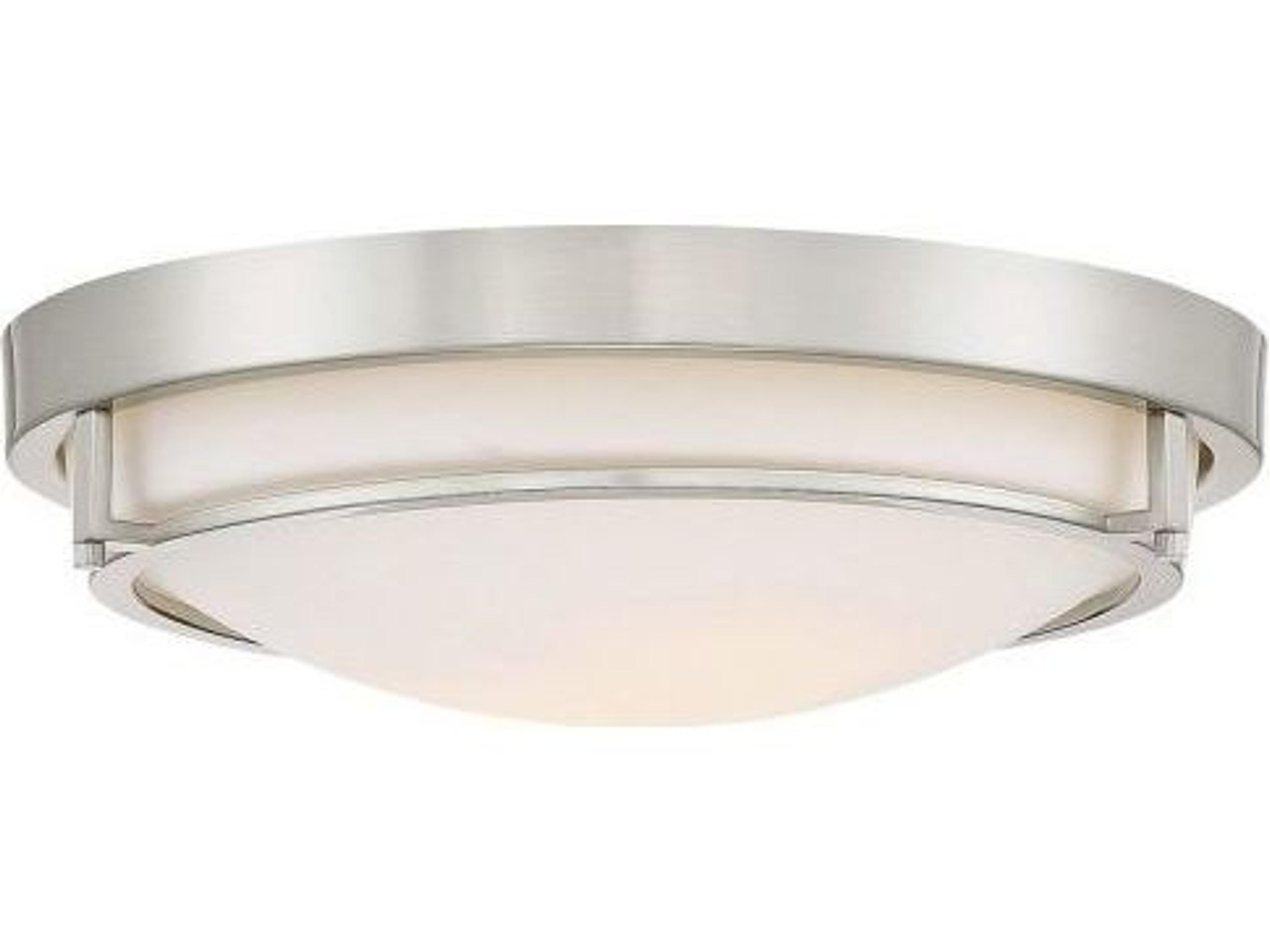 Meridian 2-Light Brushed Nickel Glass Bowl Flush Mount