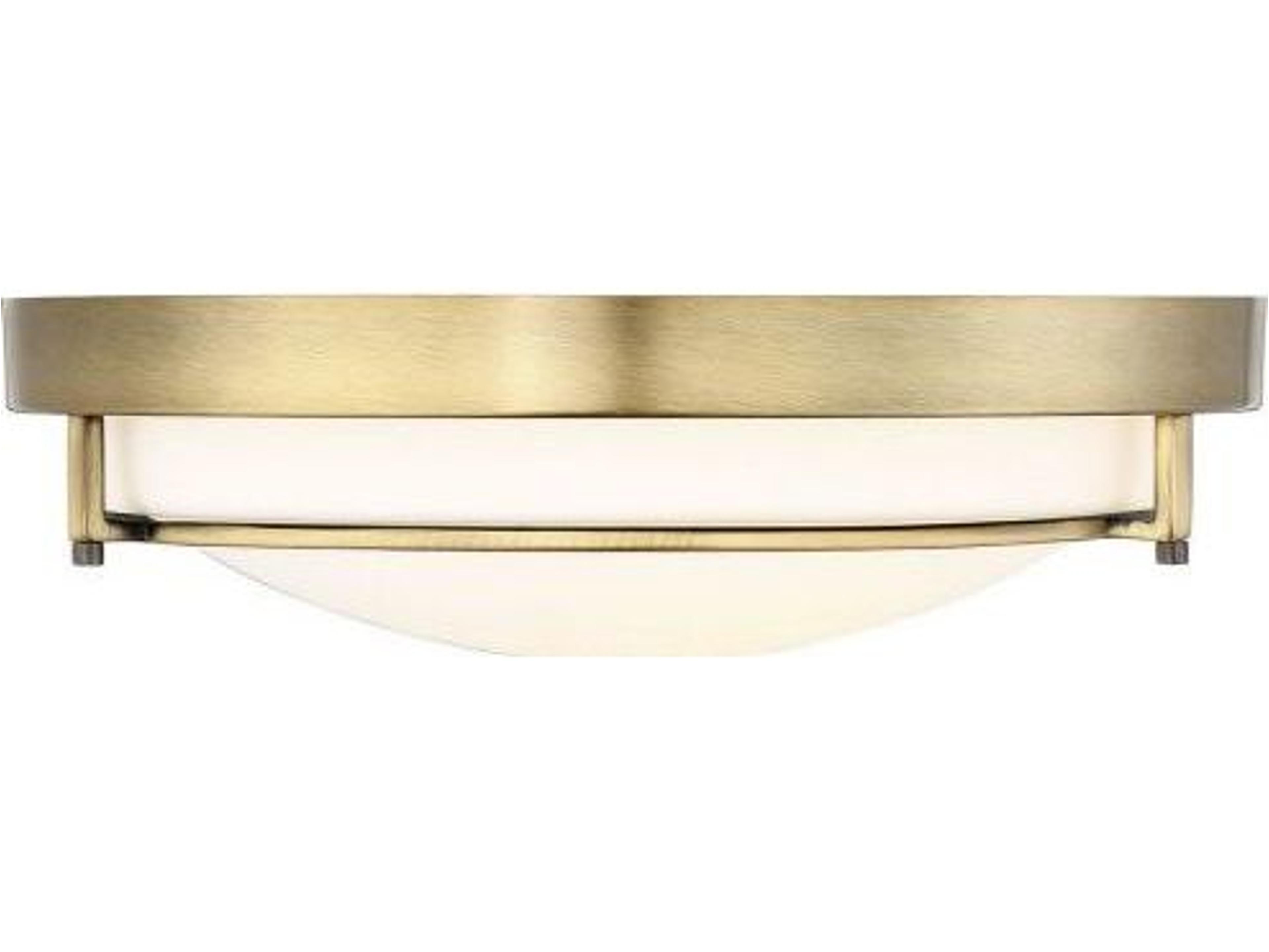 Meridian 2-Light Natural Brass Glass Bowl Geometric Flush Mount