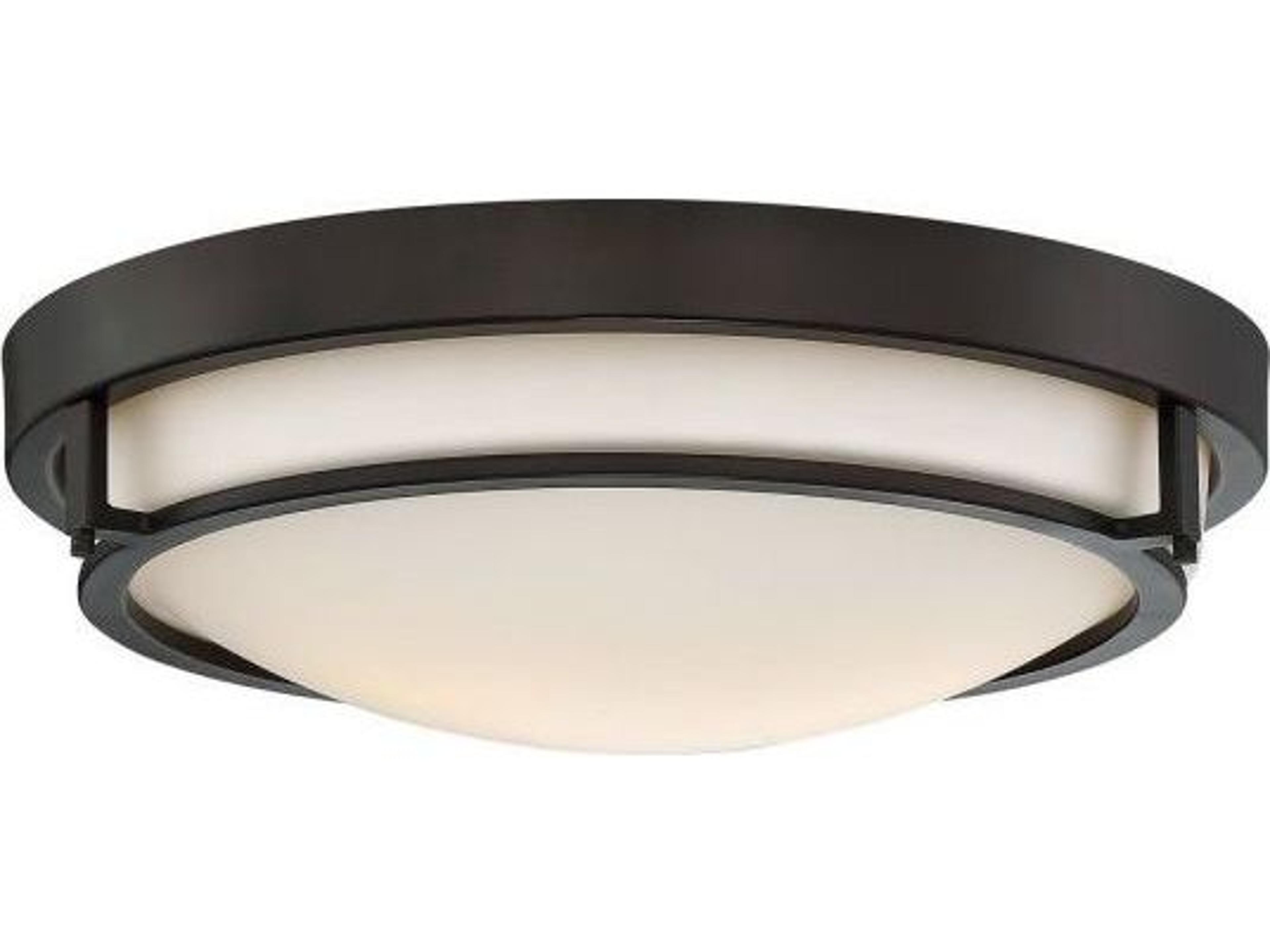 Meridian 2-Light Oil Rubbed Bronze Glass Bowl Geometric Flush Mount