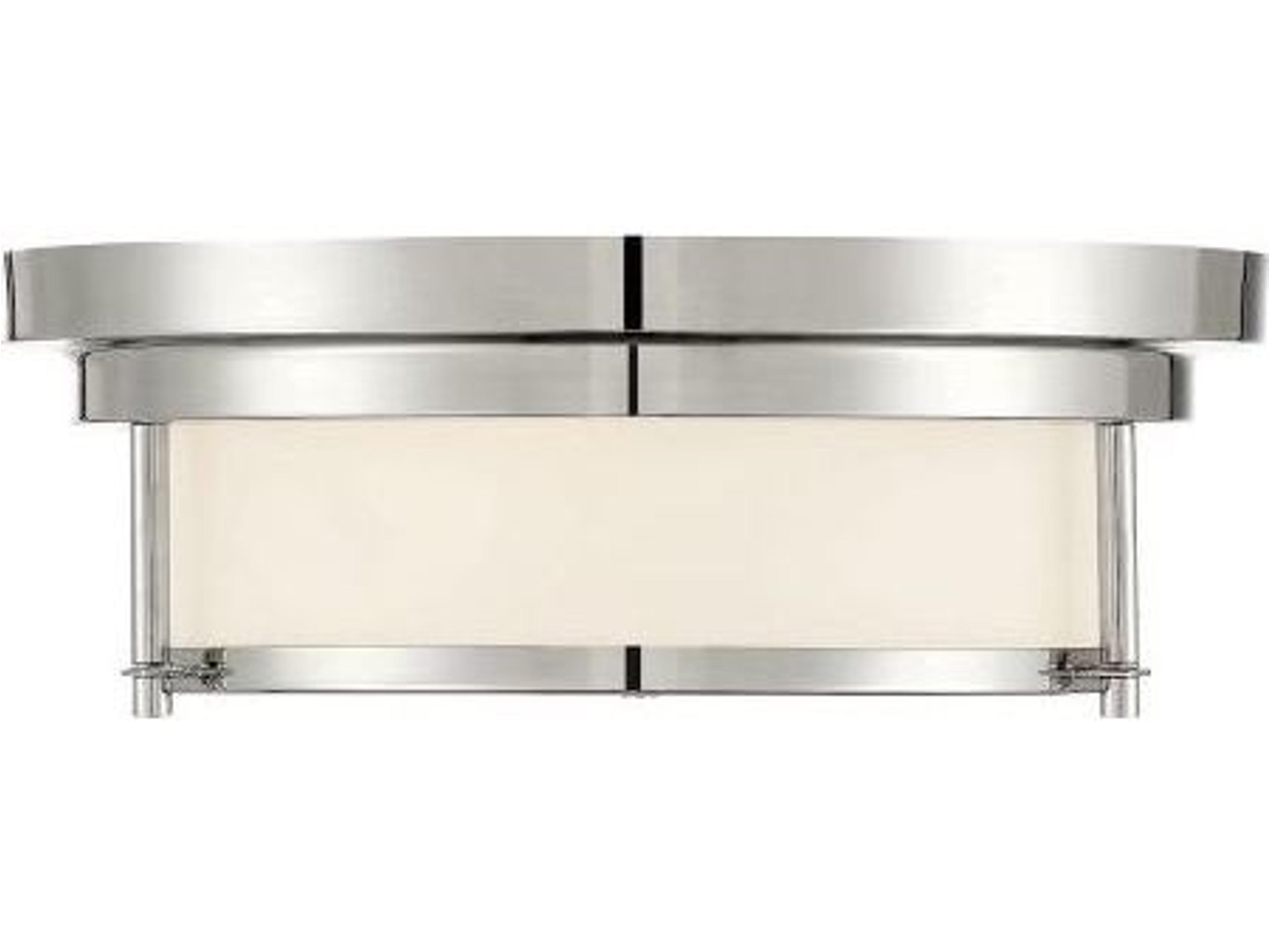 Meridian 2-Light Polished Nickel Glass Drum Flush Mount