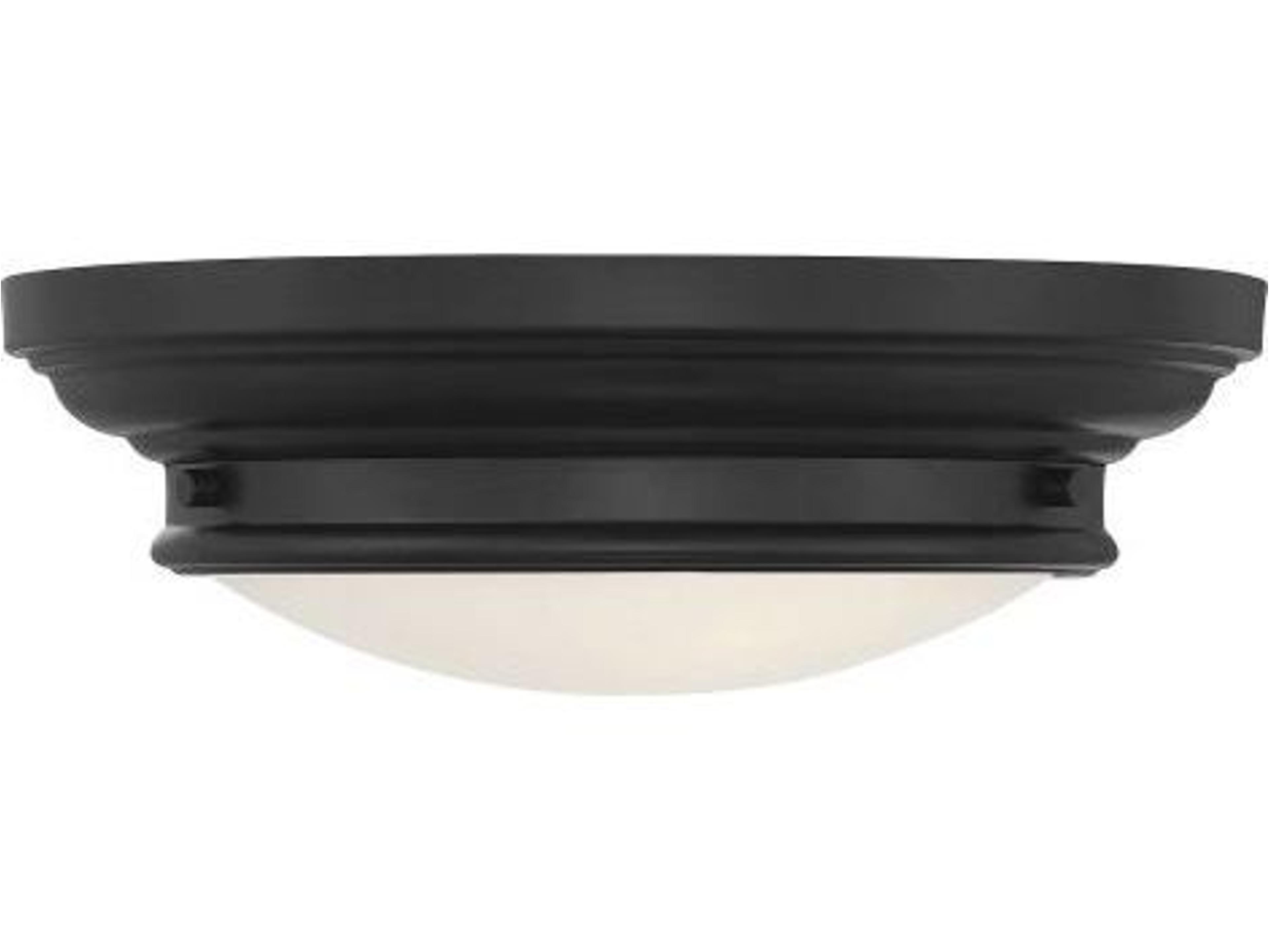 Meridian 2-Light Matte Black Glass Drum Geometric Flush Mount