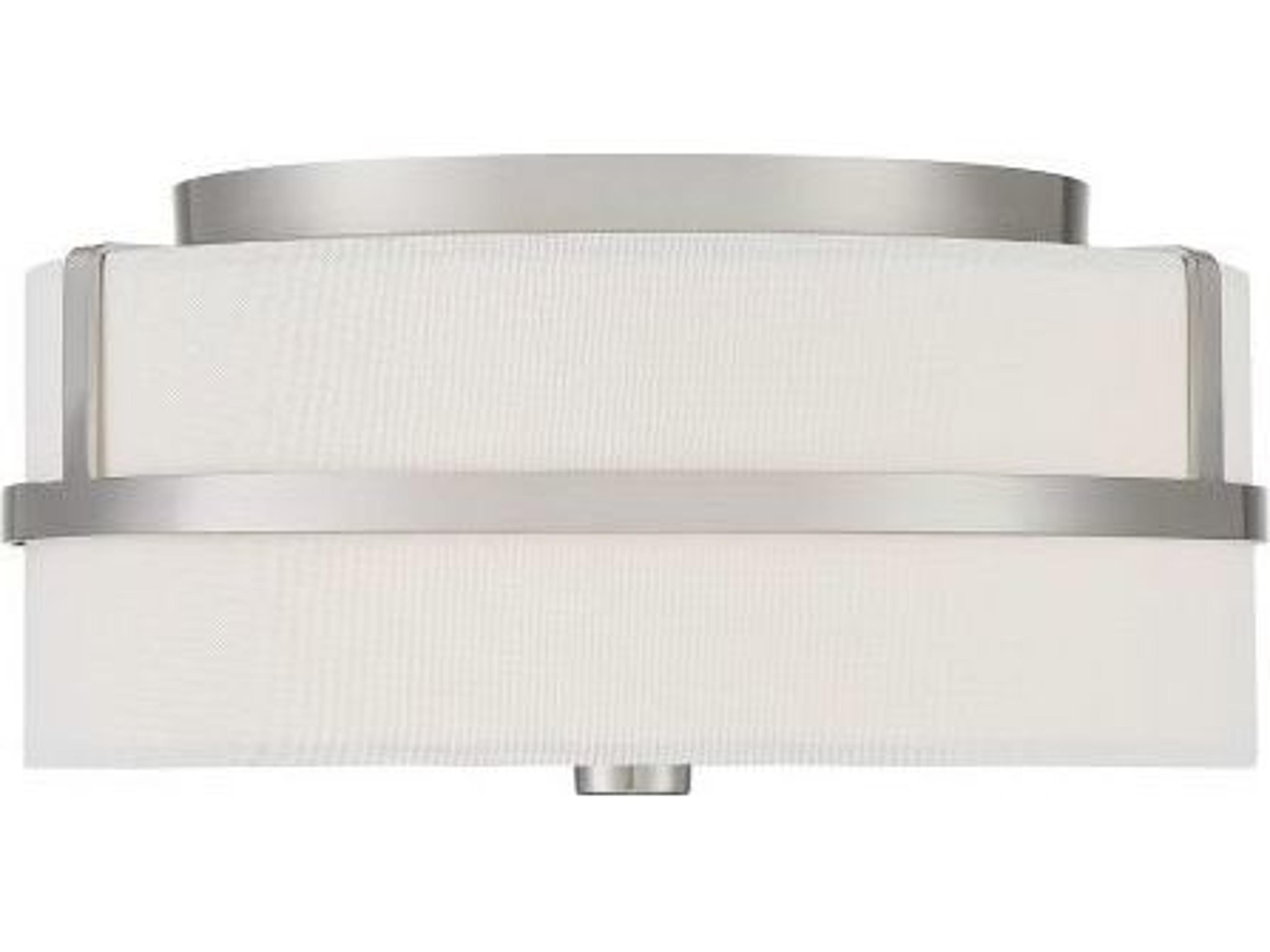 Meridian 2-Light Brushed Nickel Drum Geometric Flush Mount