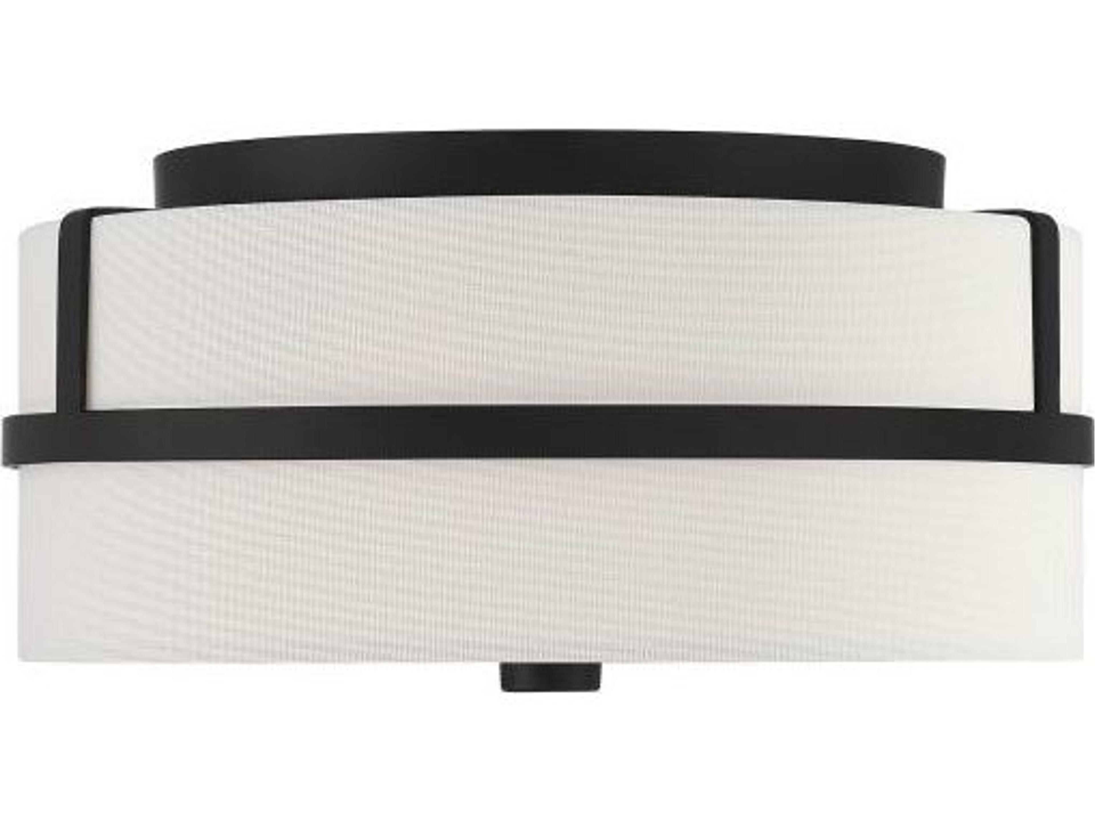 Meridian 2-Light Matte Black Drum Geometric Flush Mount