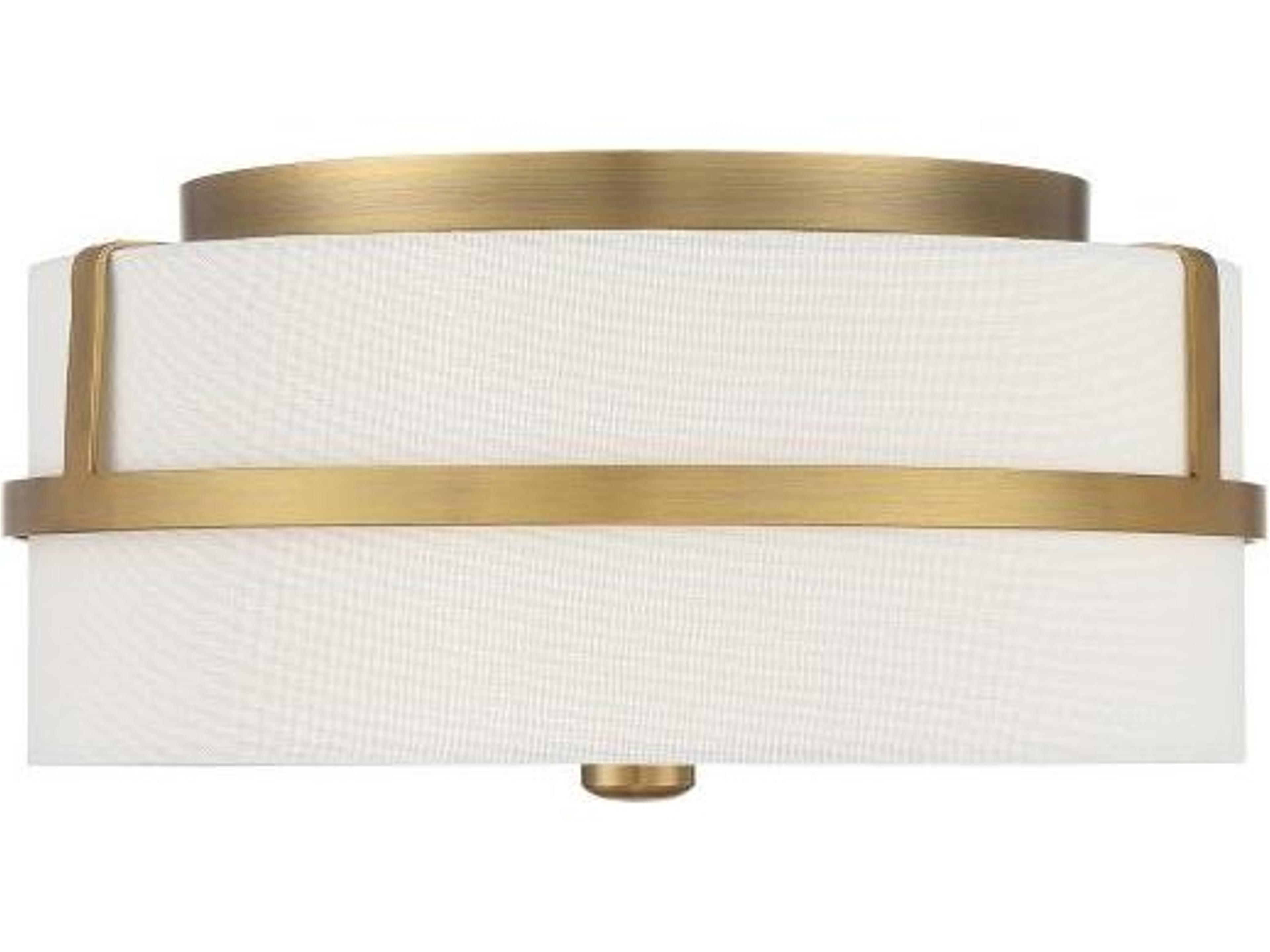 Meridian 2-Light Natural Brass Drum Geometric Flush Mount