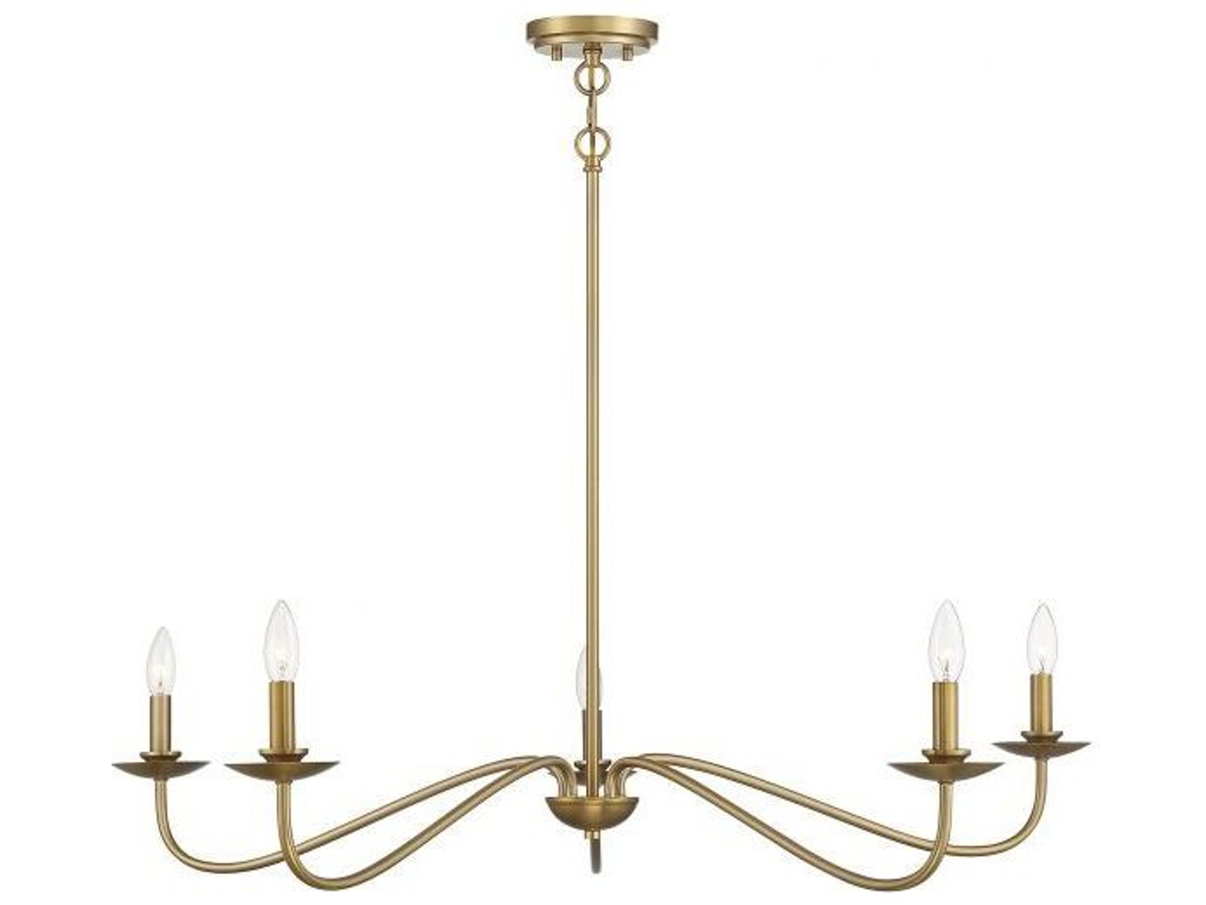 Meridian 5-Light Chandelier in Natural Brass