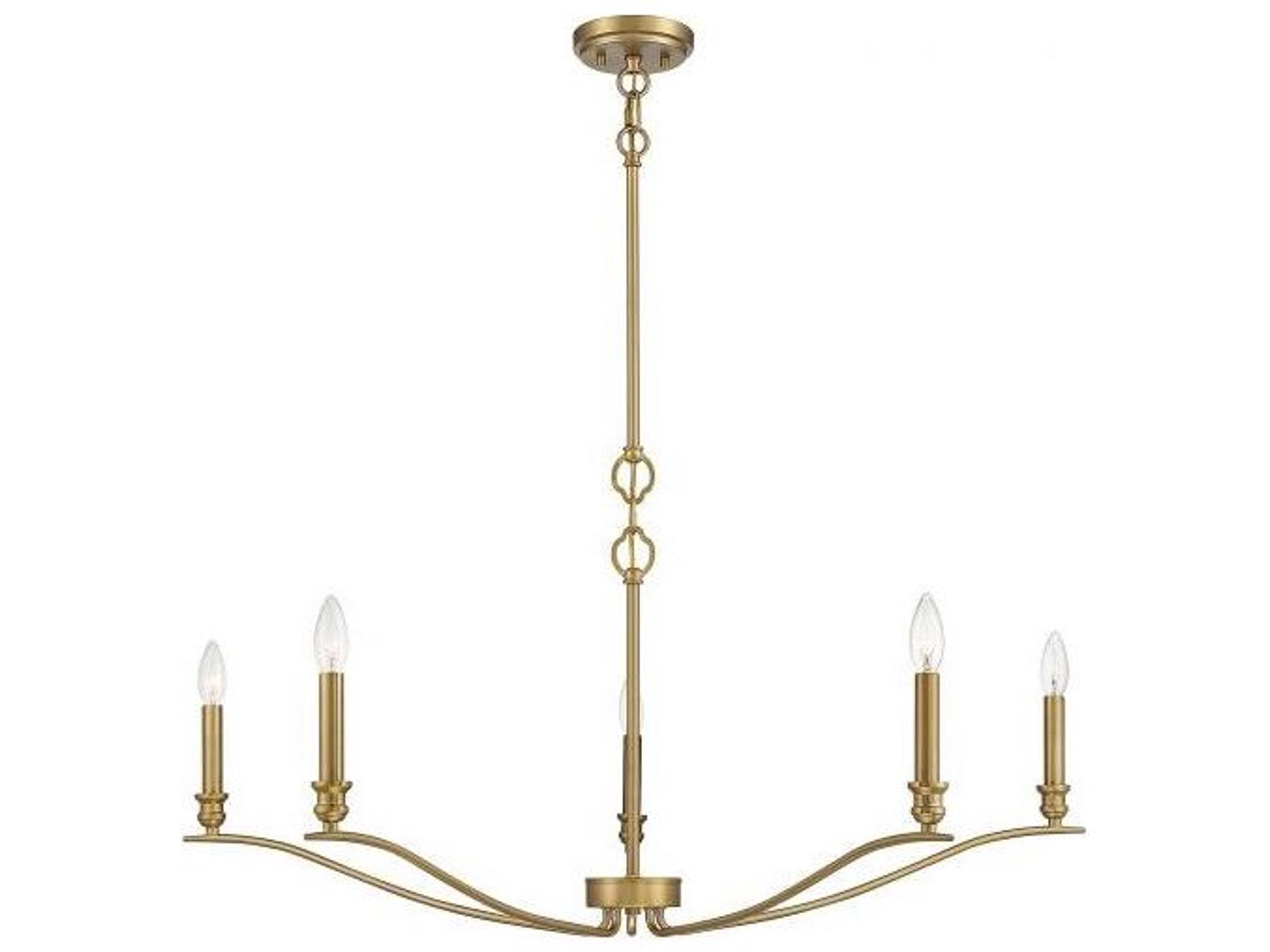 Meridian 5-Light Natural Brass Candelabra Chandelier