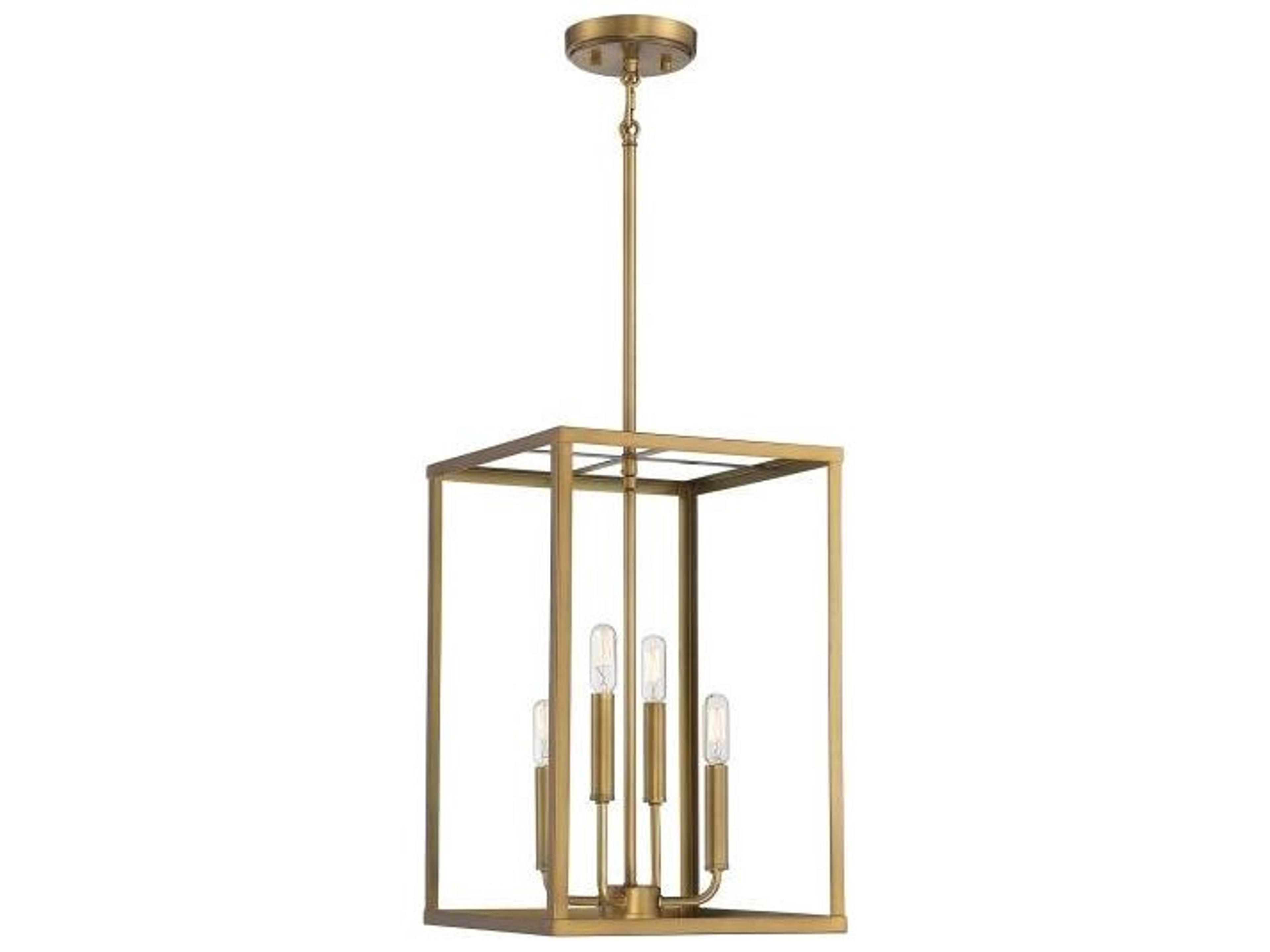 Meridian 4-Light Natural Brass Mini Pendant